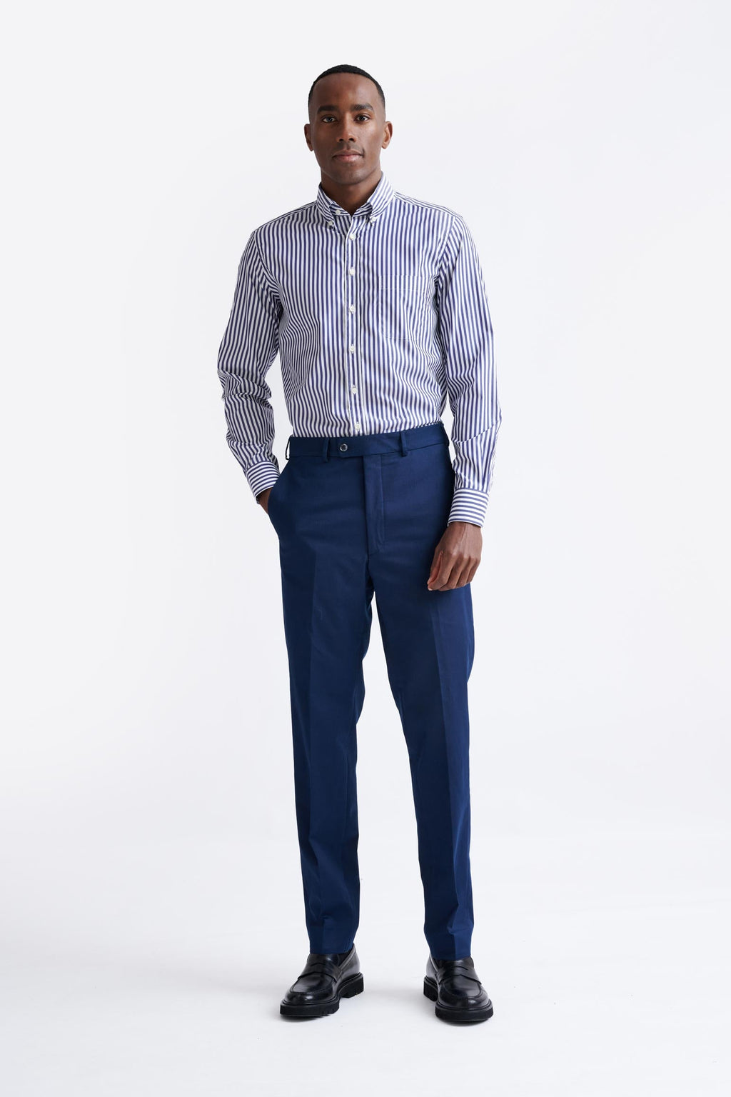 Navy Blue Super 100's Merino Wool Farley Trousers The Royal — detail 1