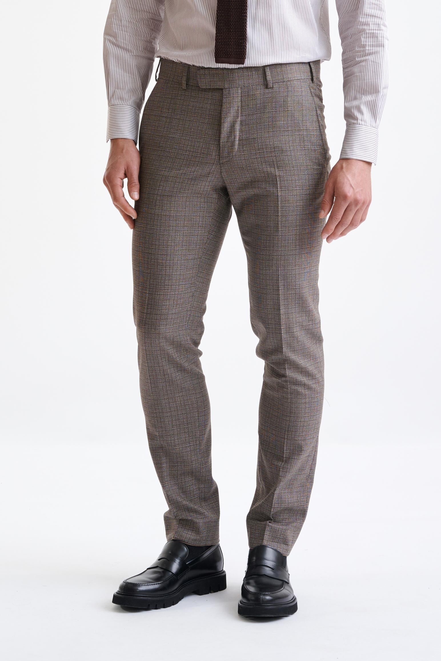 Brown White Wool Farley Trousers Lifestyle