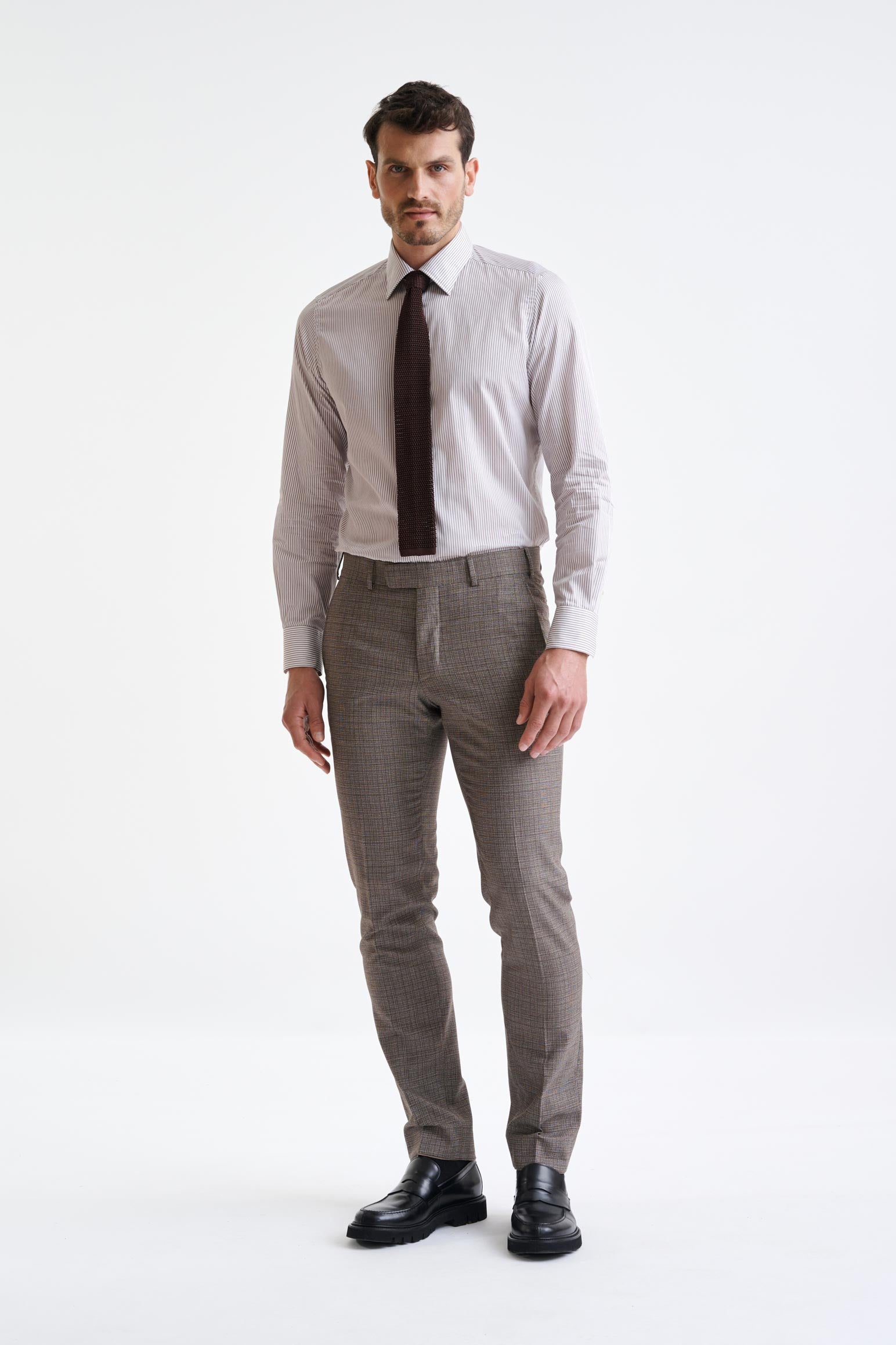 Brown White Wool Farley Trousers Lifestyle — detail 1
