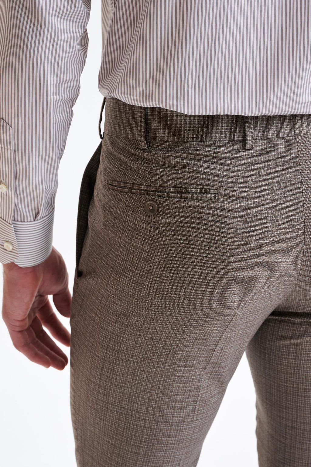 Brown White Wool Farley Trousers Lifestyle — detail 3