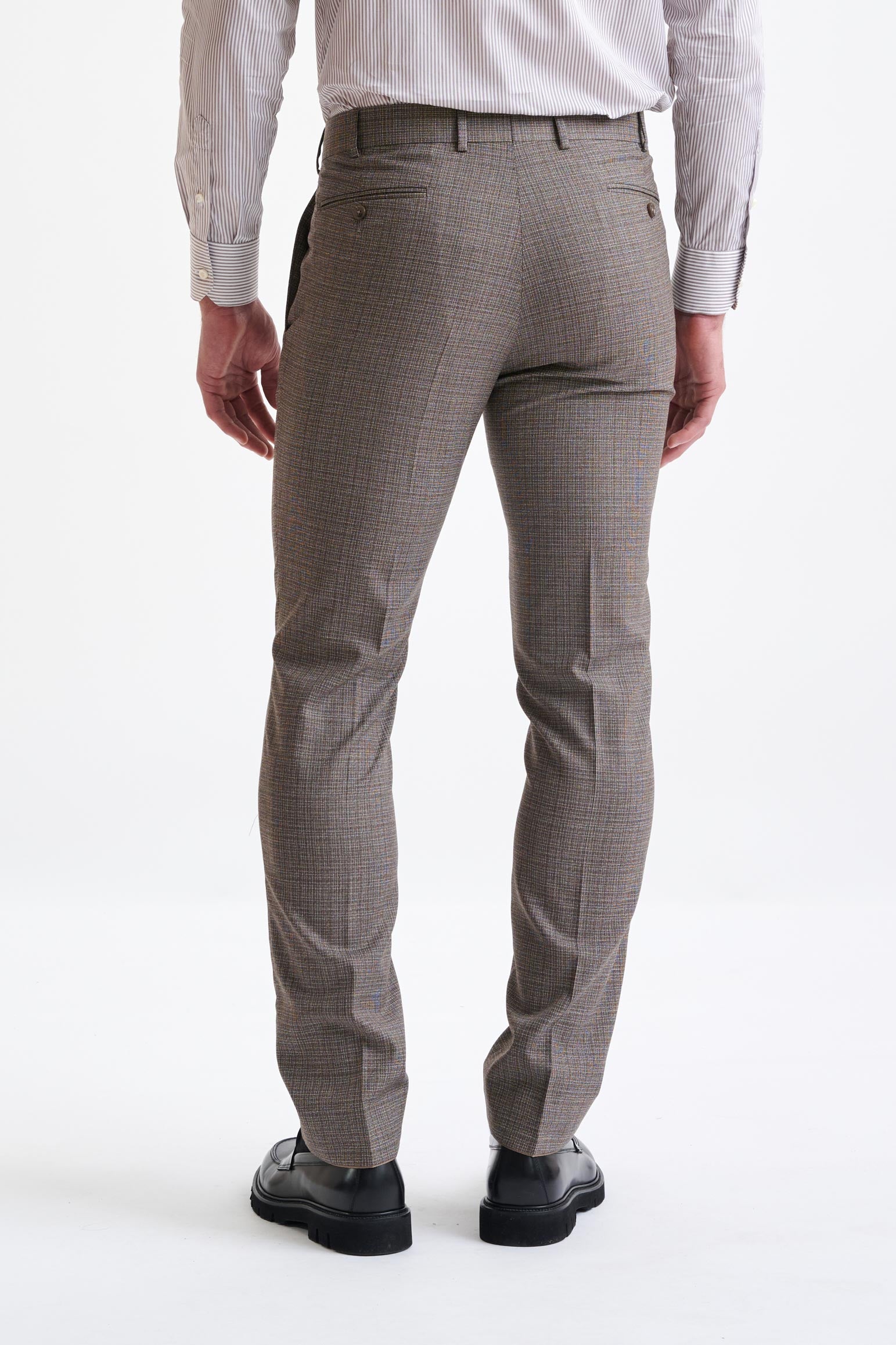 Brown White Wool Farley Trousers Lifestyle — detail 4