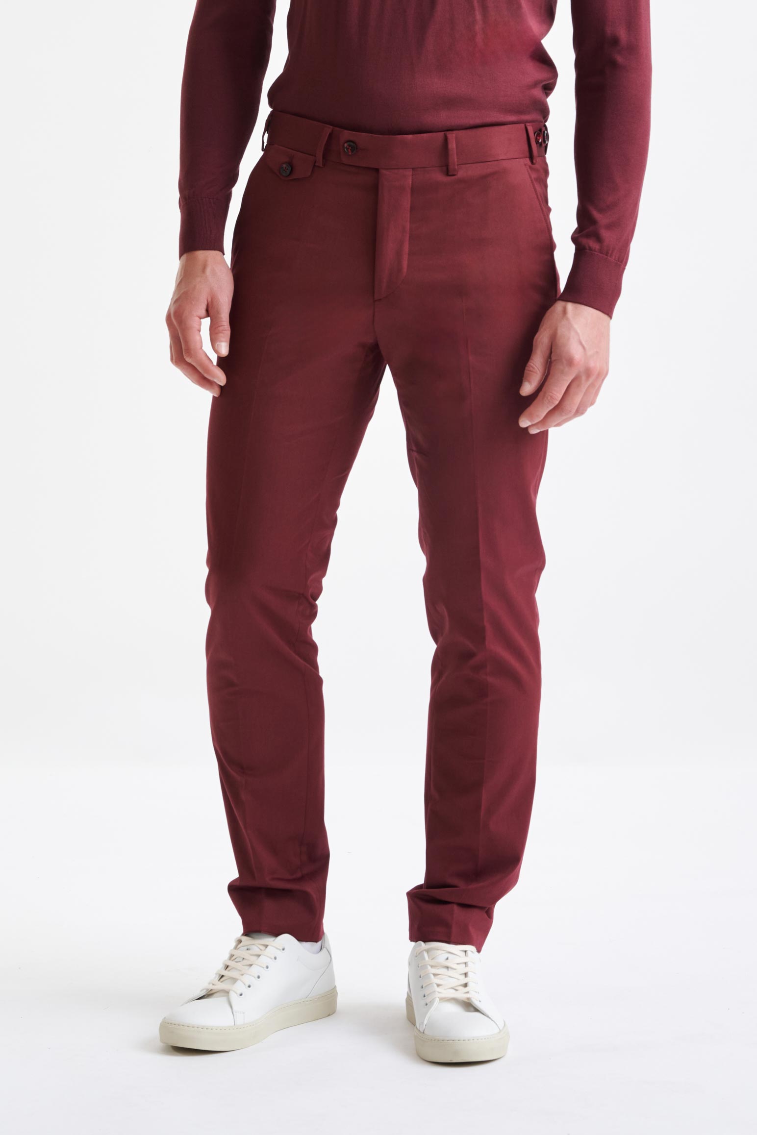 Burgundy Cotton Gibbet Trousers Cashmere Cotton