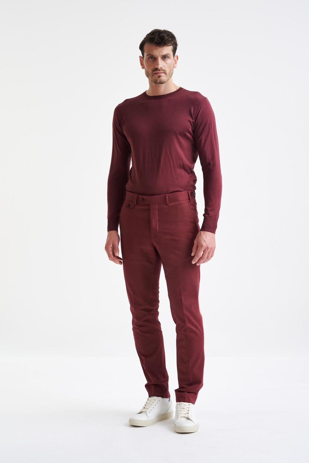 Burgundy Cotton Gibbet Trousers Cashmere Cotton — detail 1