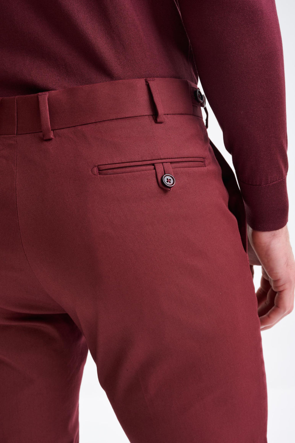 Burgundy Cotton Gibbet Trousers Cashmere Cotton — detail 3