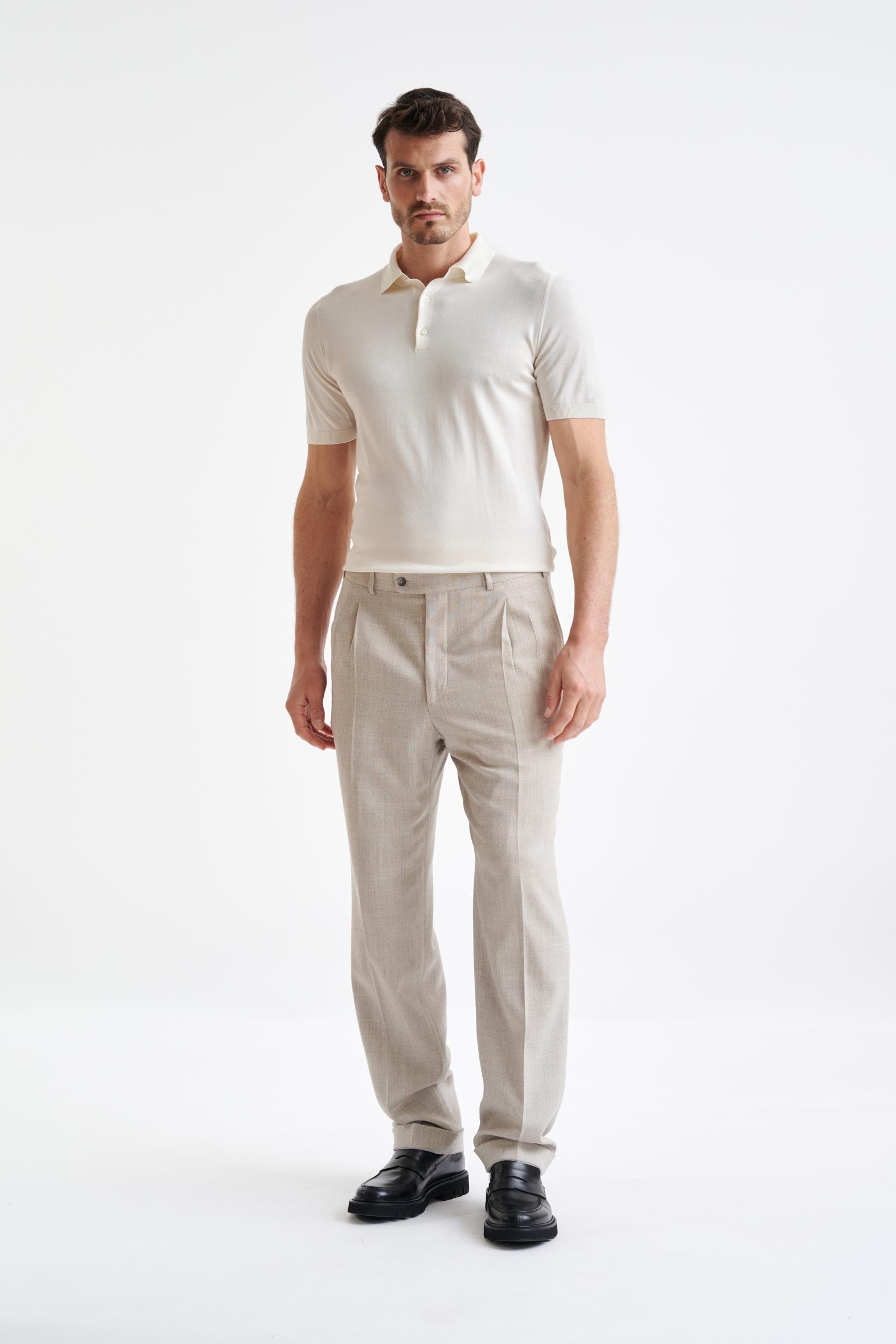 Beige Wool Farley Trousers Lifestyle — detail 1
