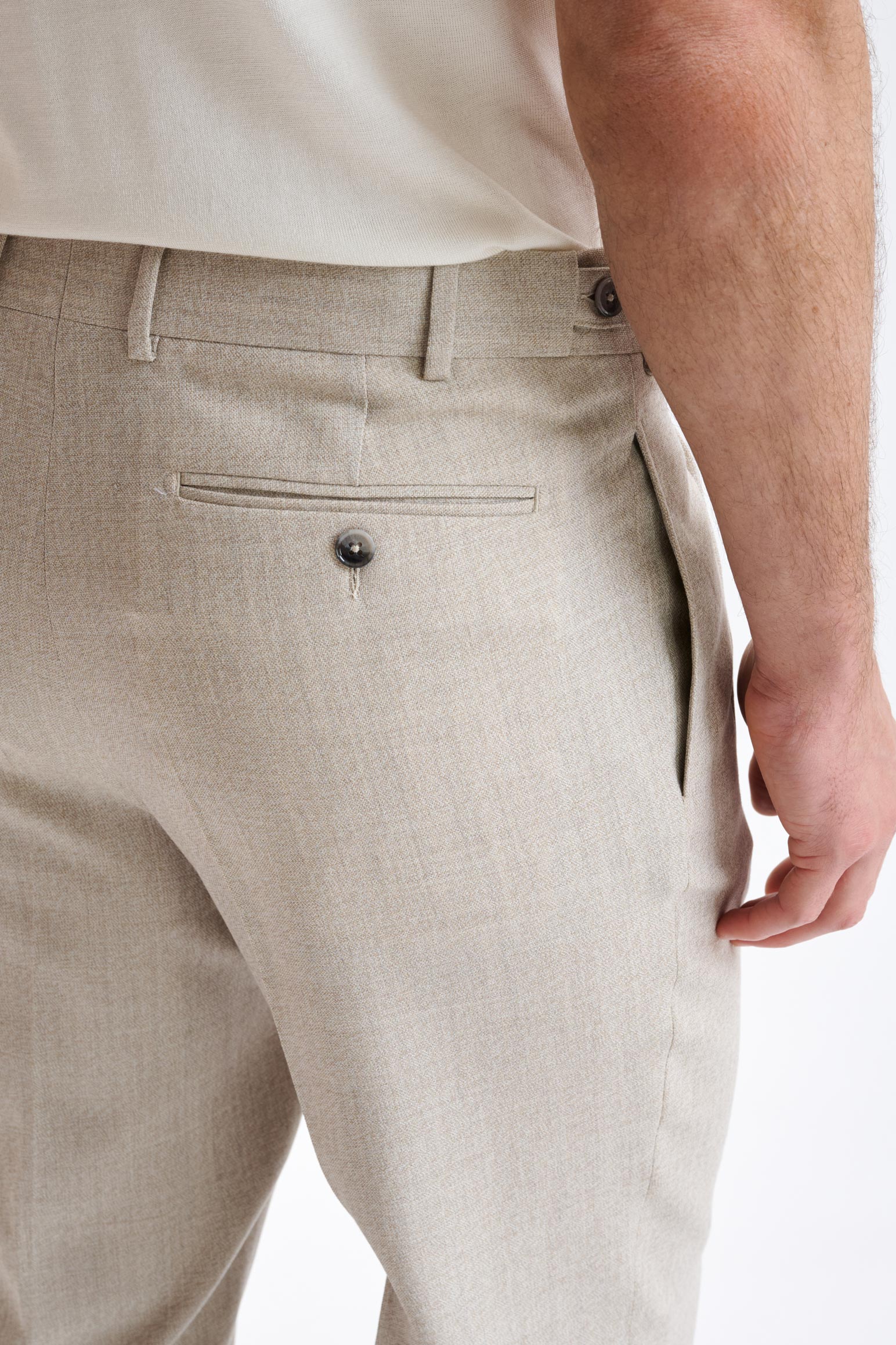 Beige Wool Farley Trousers Lifestyle — detail 3