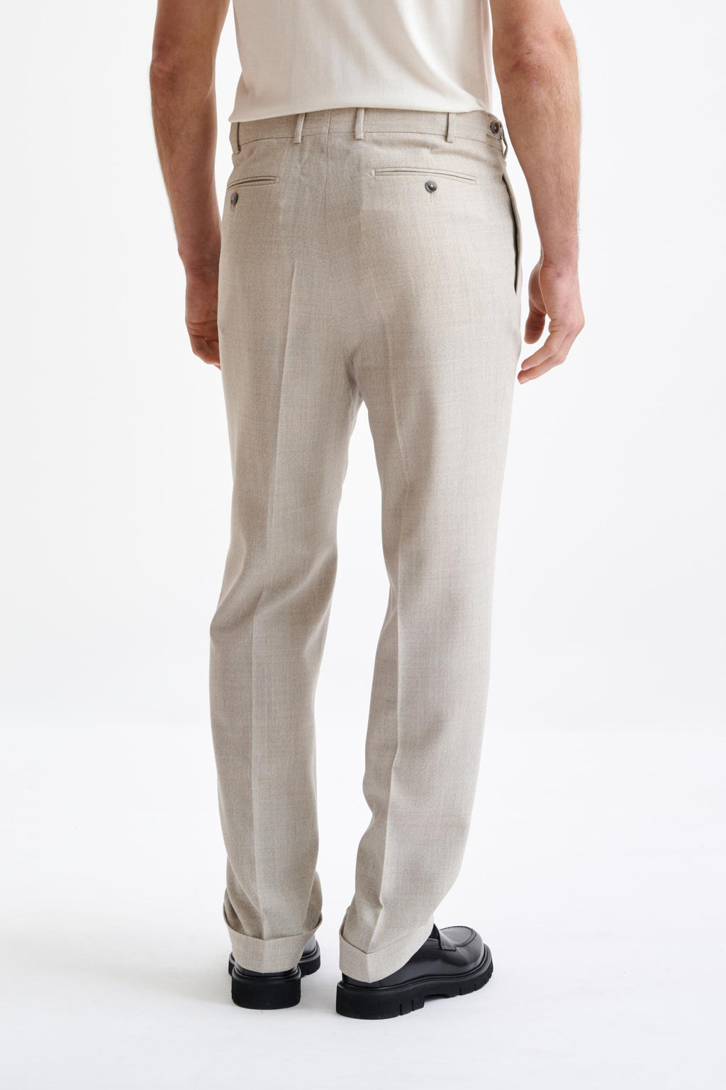 Beige Wool Farley Trousers Lifestyle — detail 4