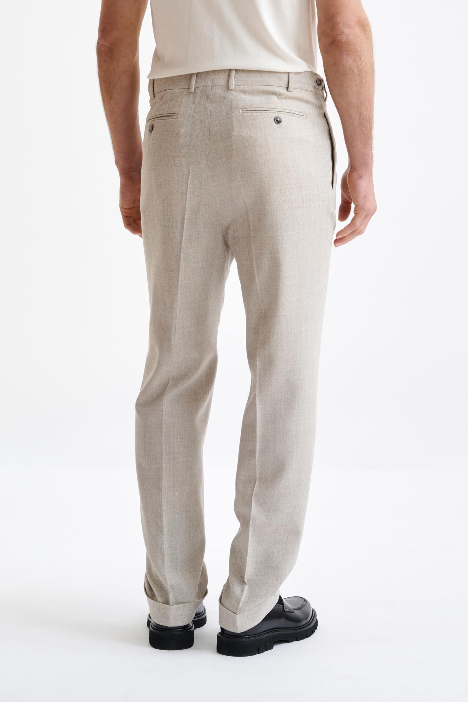 Beige Wool Farley Trousers Lifestyle — detail 4