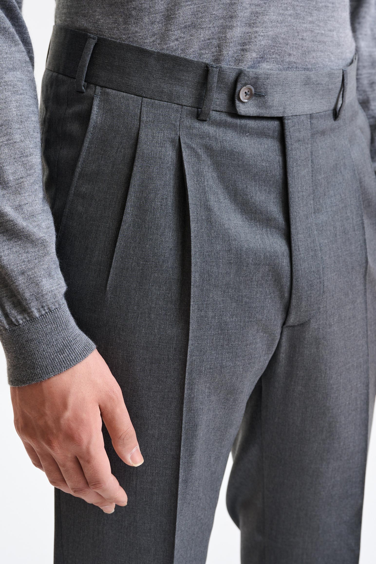 Grey 100% Wool Farley Trousers New Deluxe — detail 2
