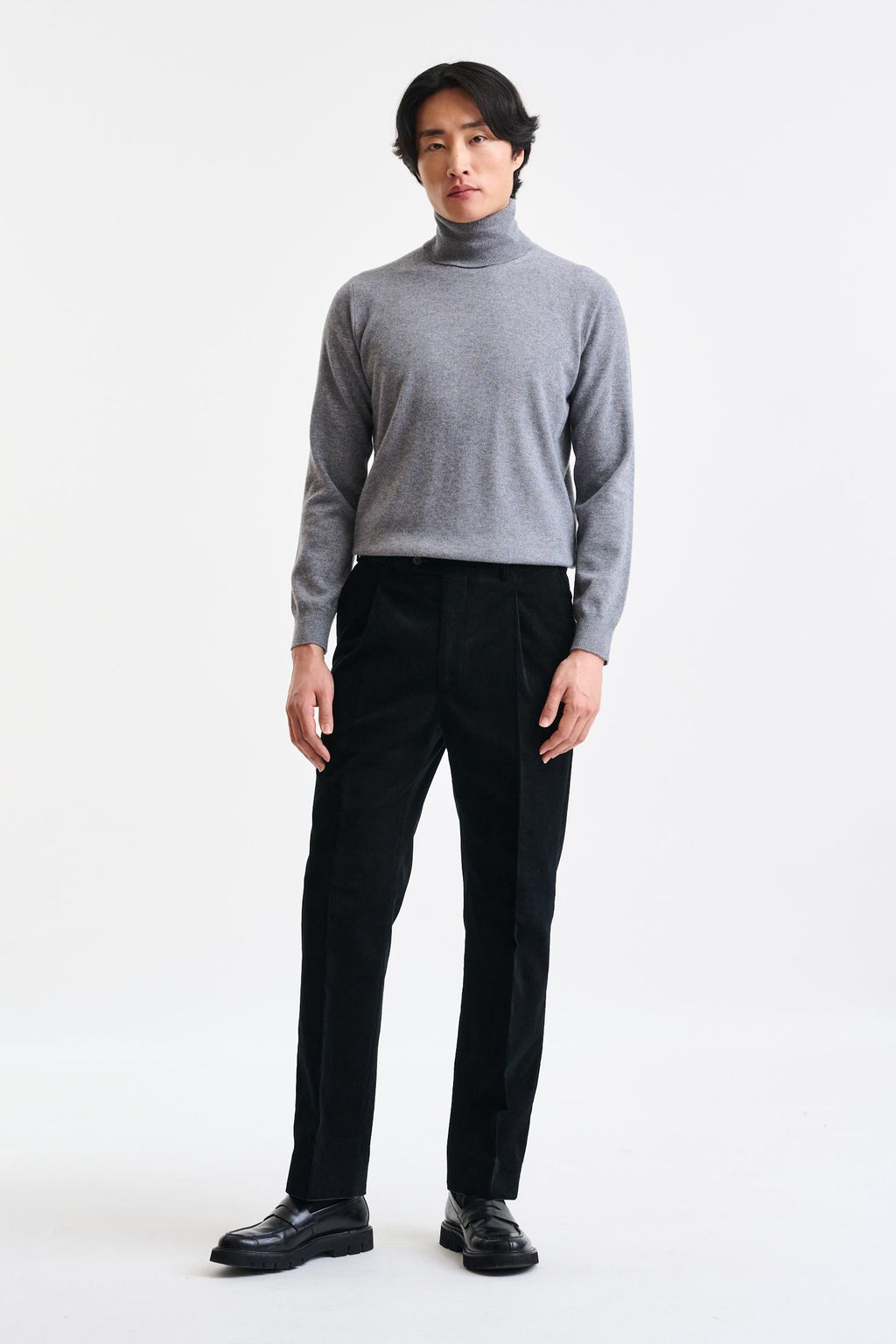 Black 100% Wool Farley Trousers Corduroy — detail 1