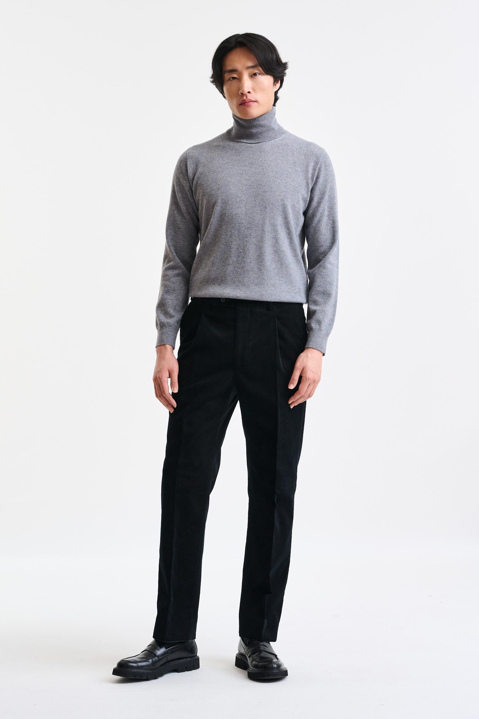 Black 100% Wool Farley Trousers Corduroy — detail 1