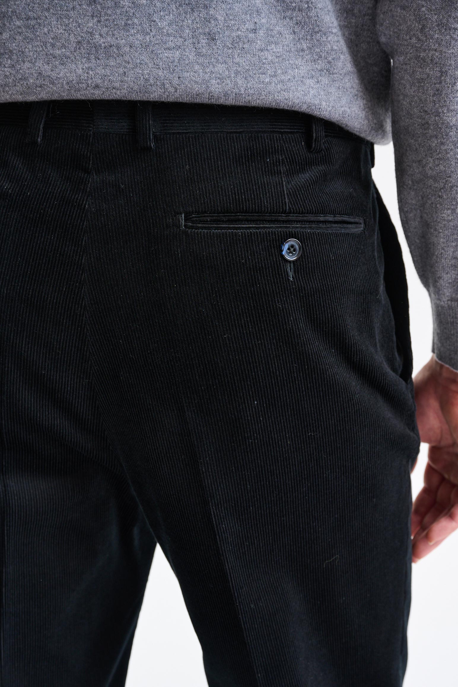 Black 100% Wool Farley Trousers Corduroy — detail 3