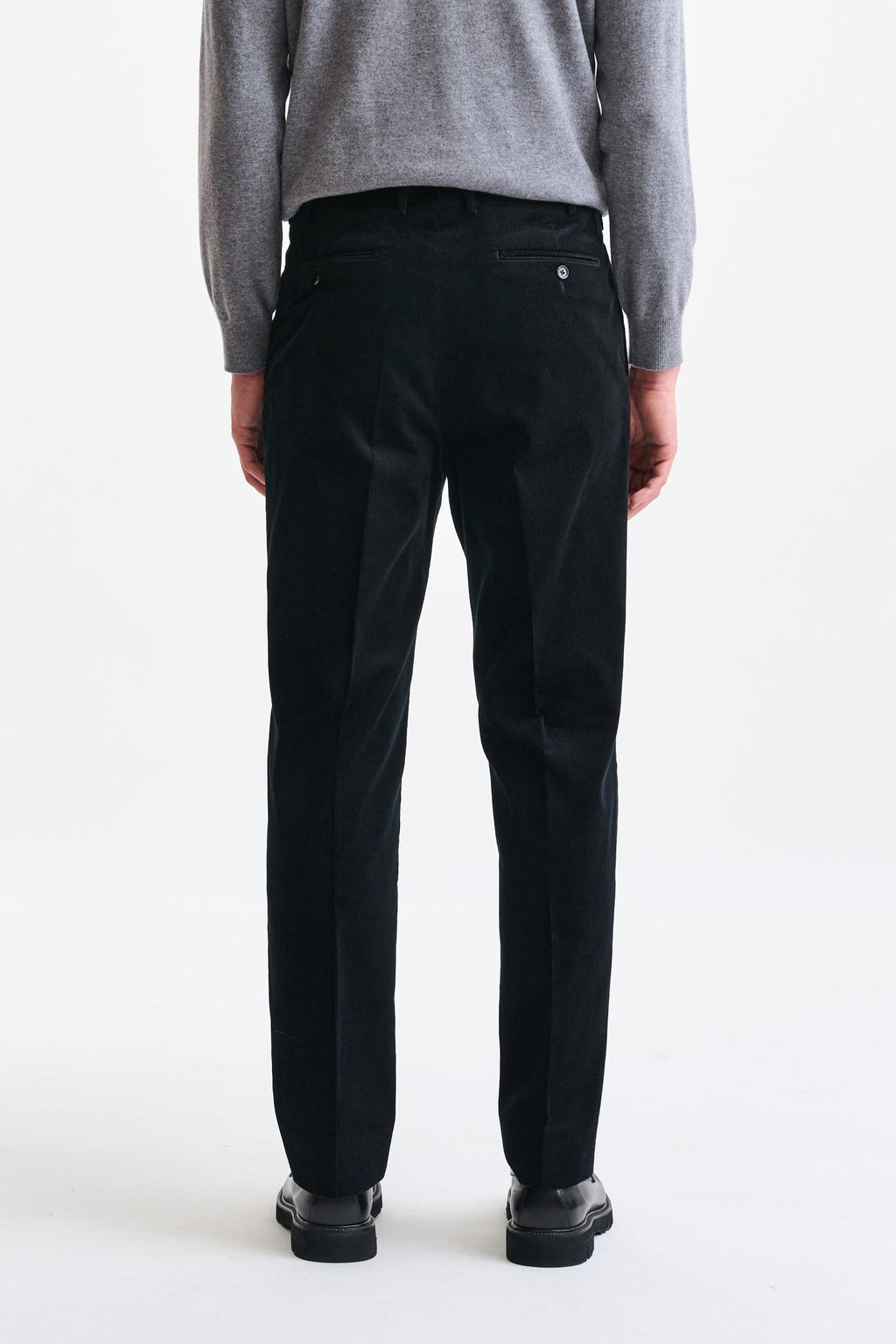 Black 100% Wool Farley Trousers Corduroy — detail 4