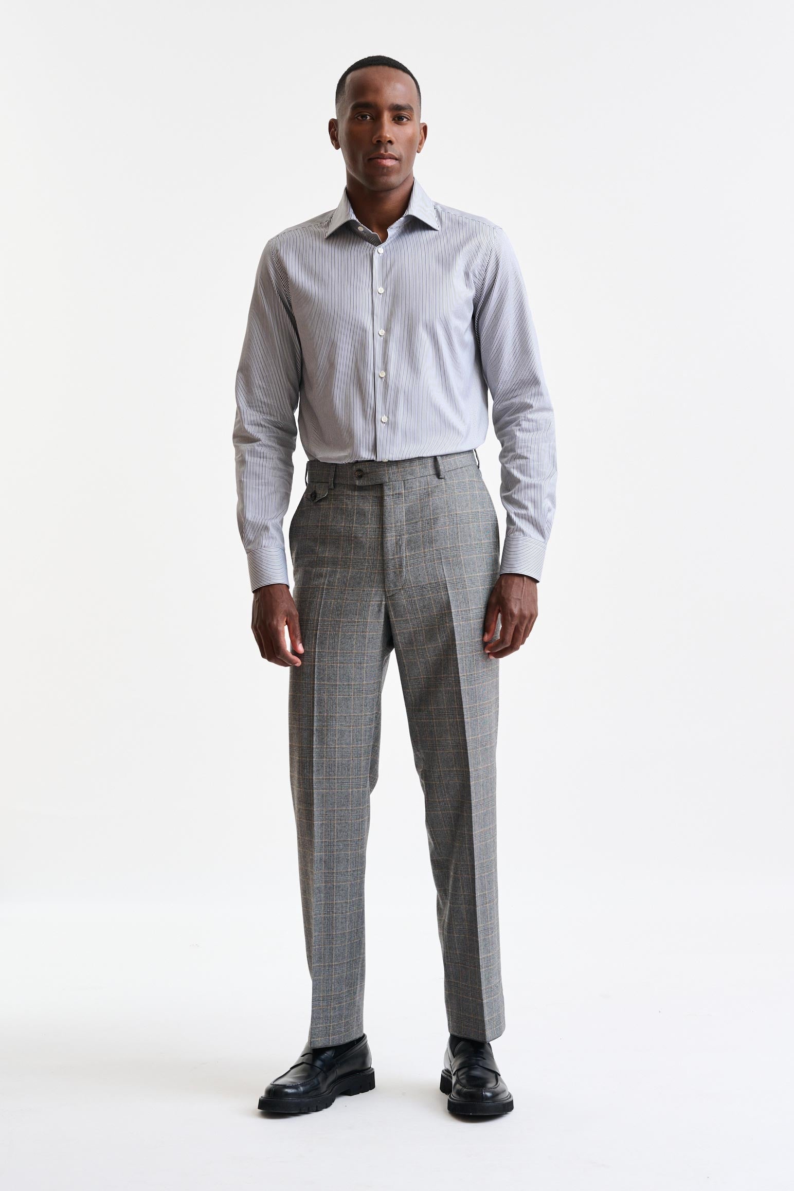 Grey Wool Farley Trousers Flannel & Saxony — detail 1