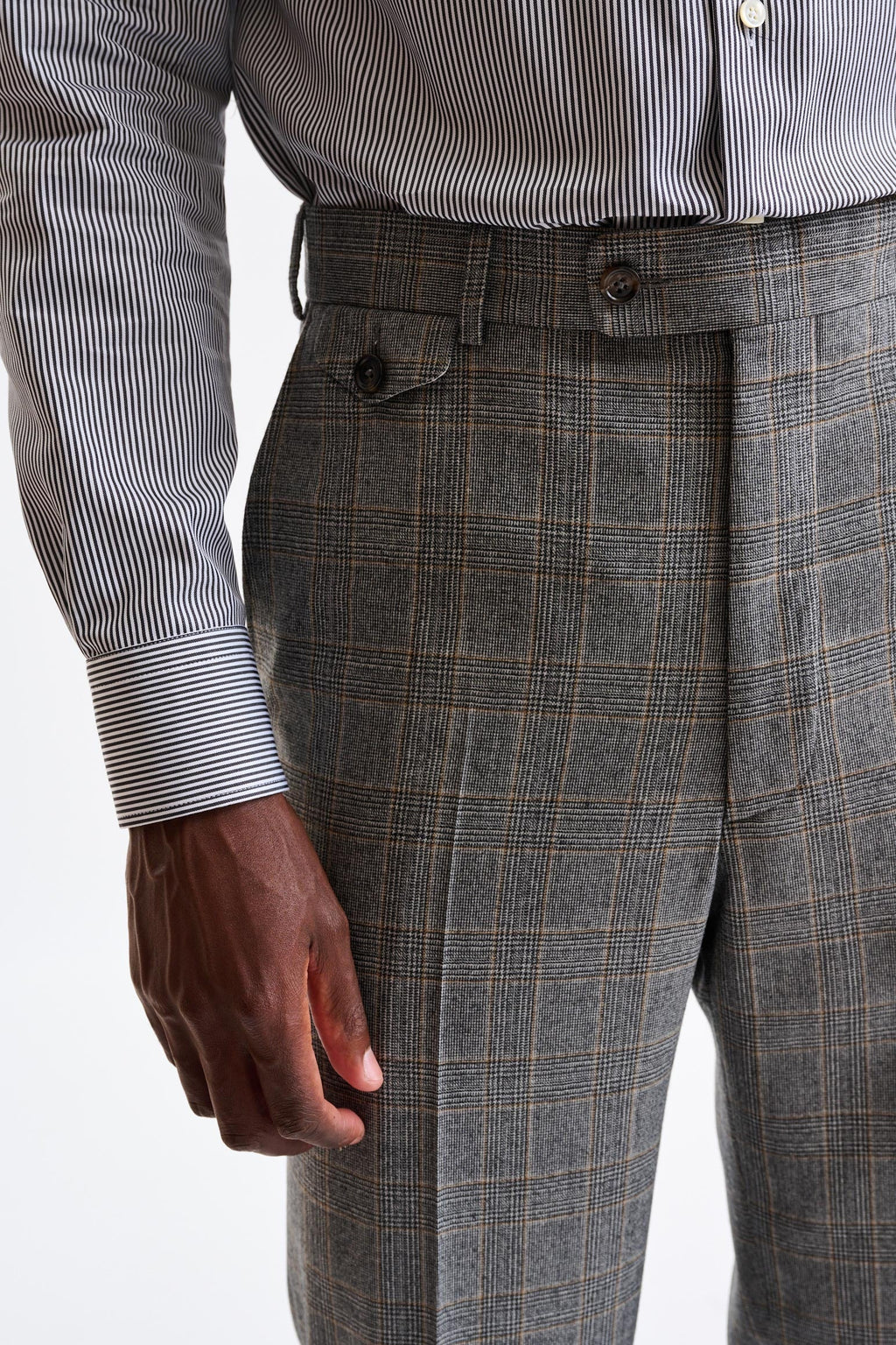 Grey Wool Farley Trousers Flannel & Saxony — detail 2