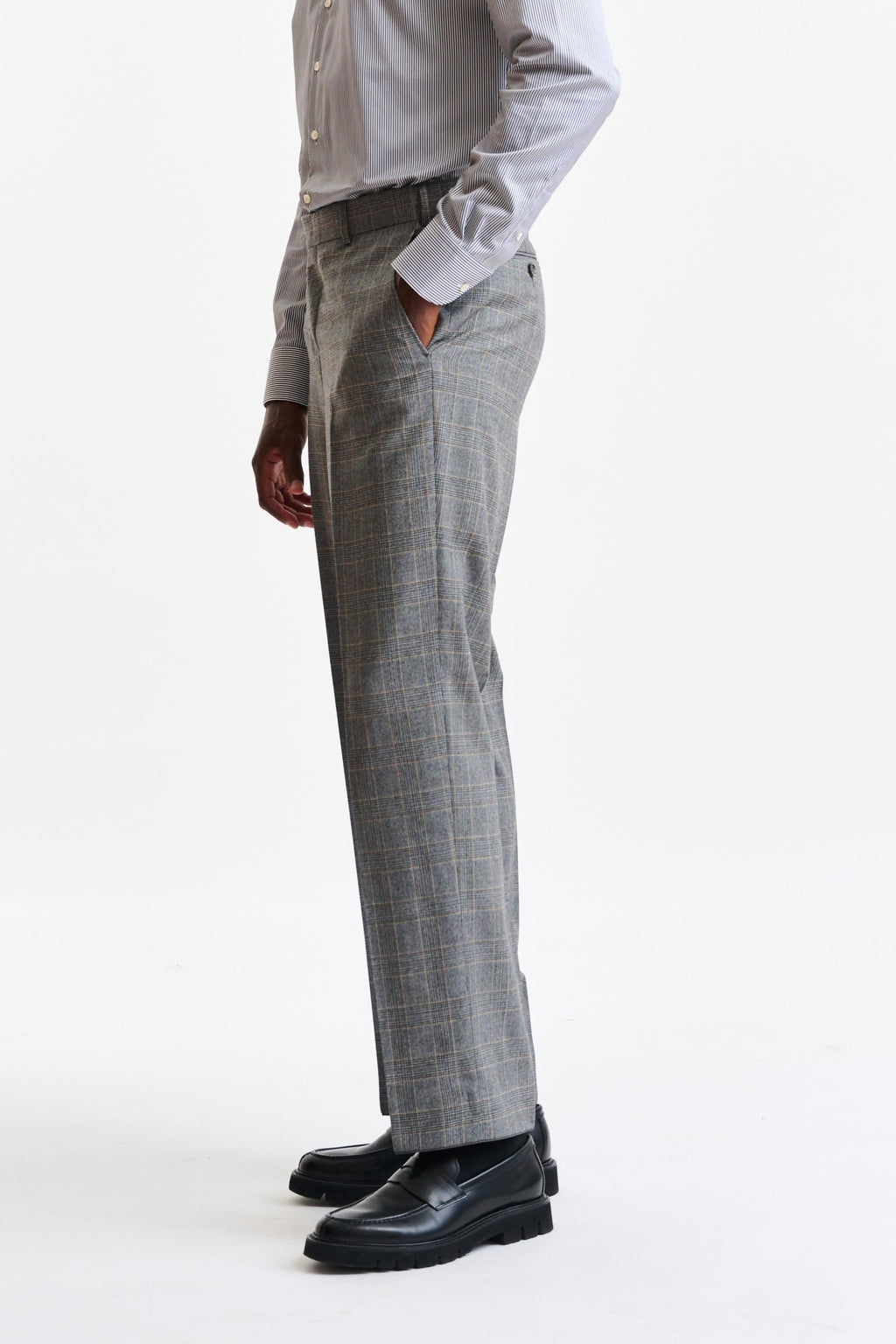Grey Wool Farley Trousers Flannel & Saxony — detail 3