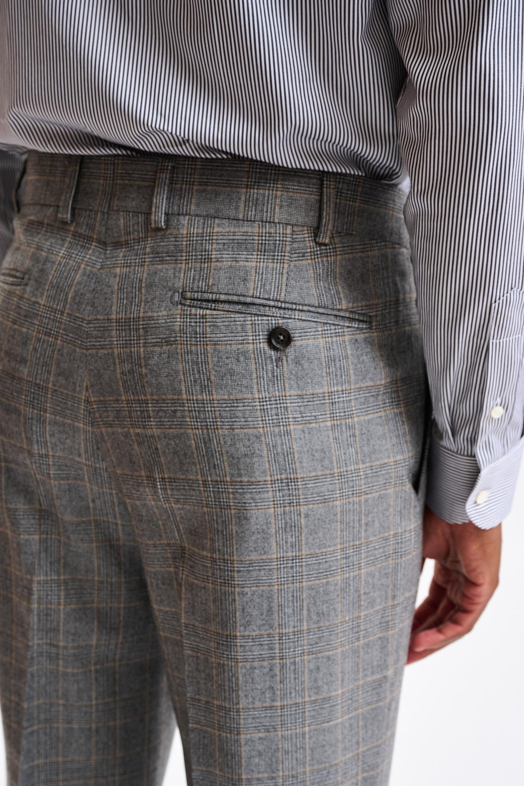 Grey Wool Farley Trousers Flannel & Saxony — detail 4