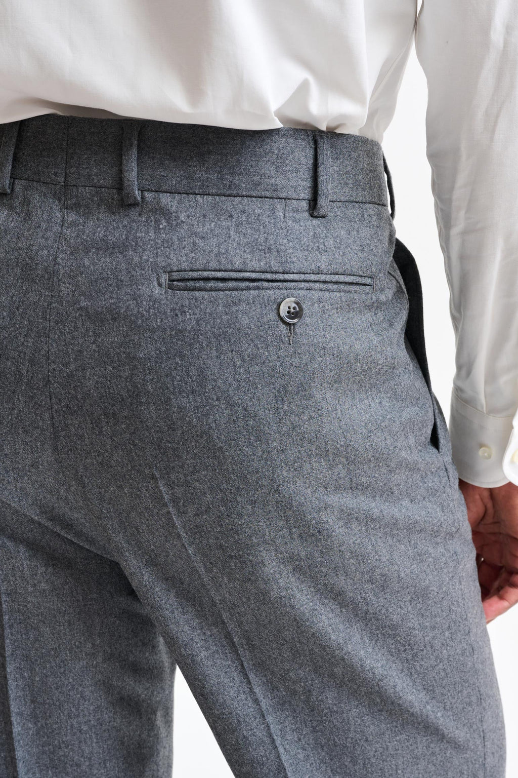 Light Grey 100% Wool Farley Trousers Flannel & Saxony — detail 3