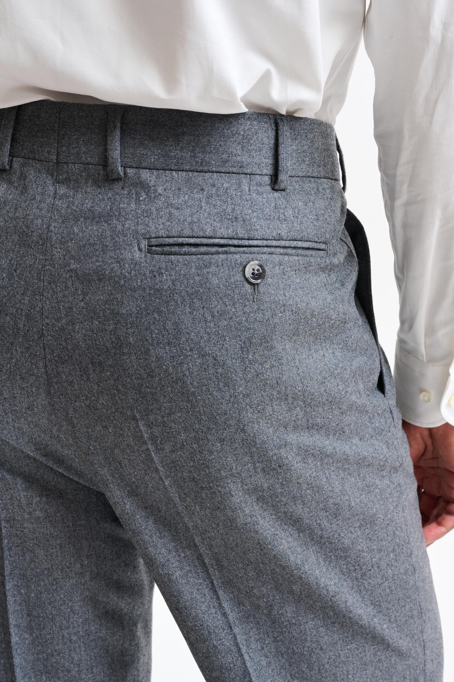 Light Grey 100% Wool Farley Trousers Flannel & Saxony — detail 3