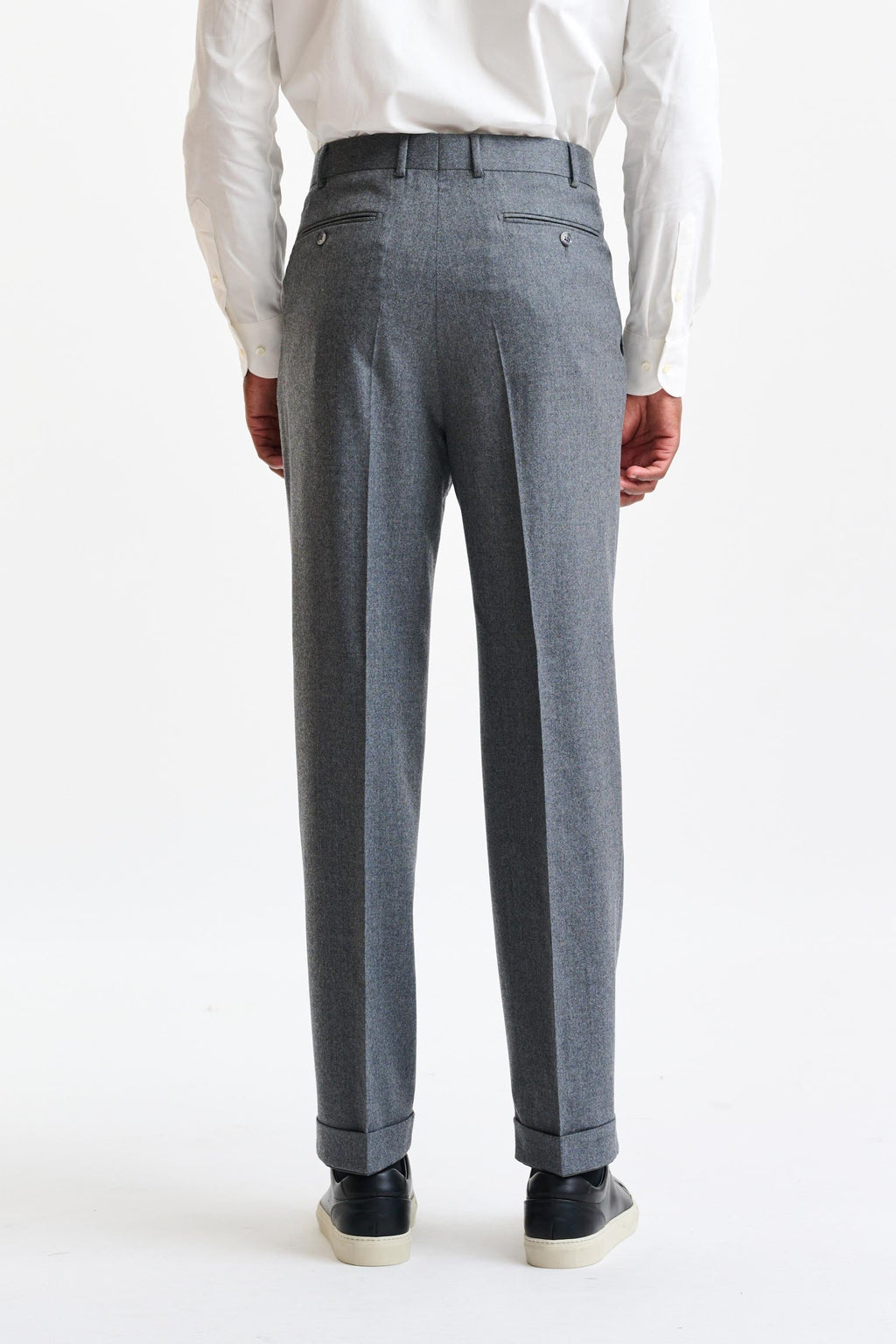 Light Grey 100% Wool Farley Trousers Flannel & Saxony — detail 4