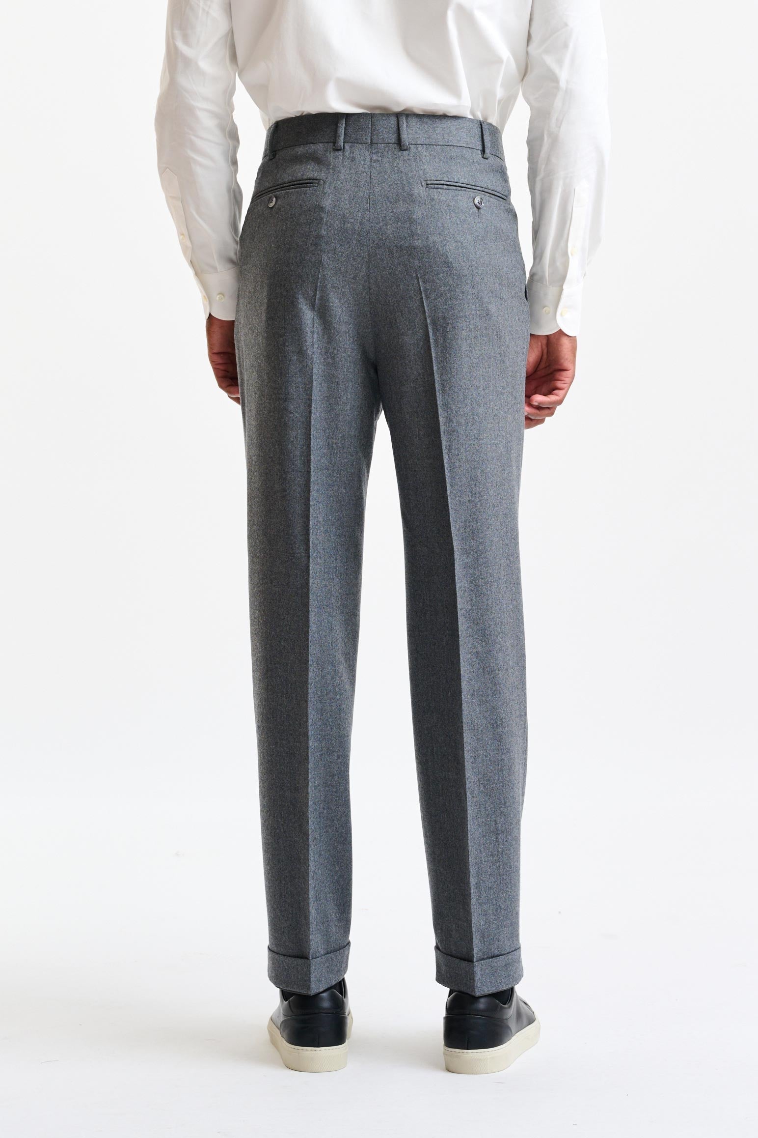 Light Grey 100% Wool Farley Trousers Flannel & Saxony — detail 4