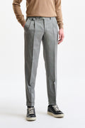 Grey Stripped Wool Farley Trousers Galaxy