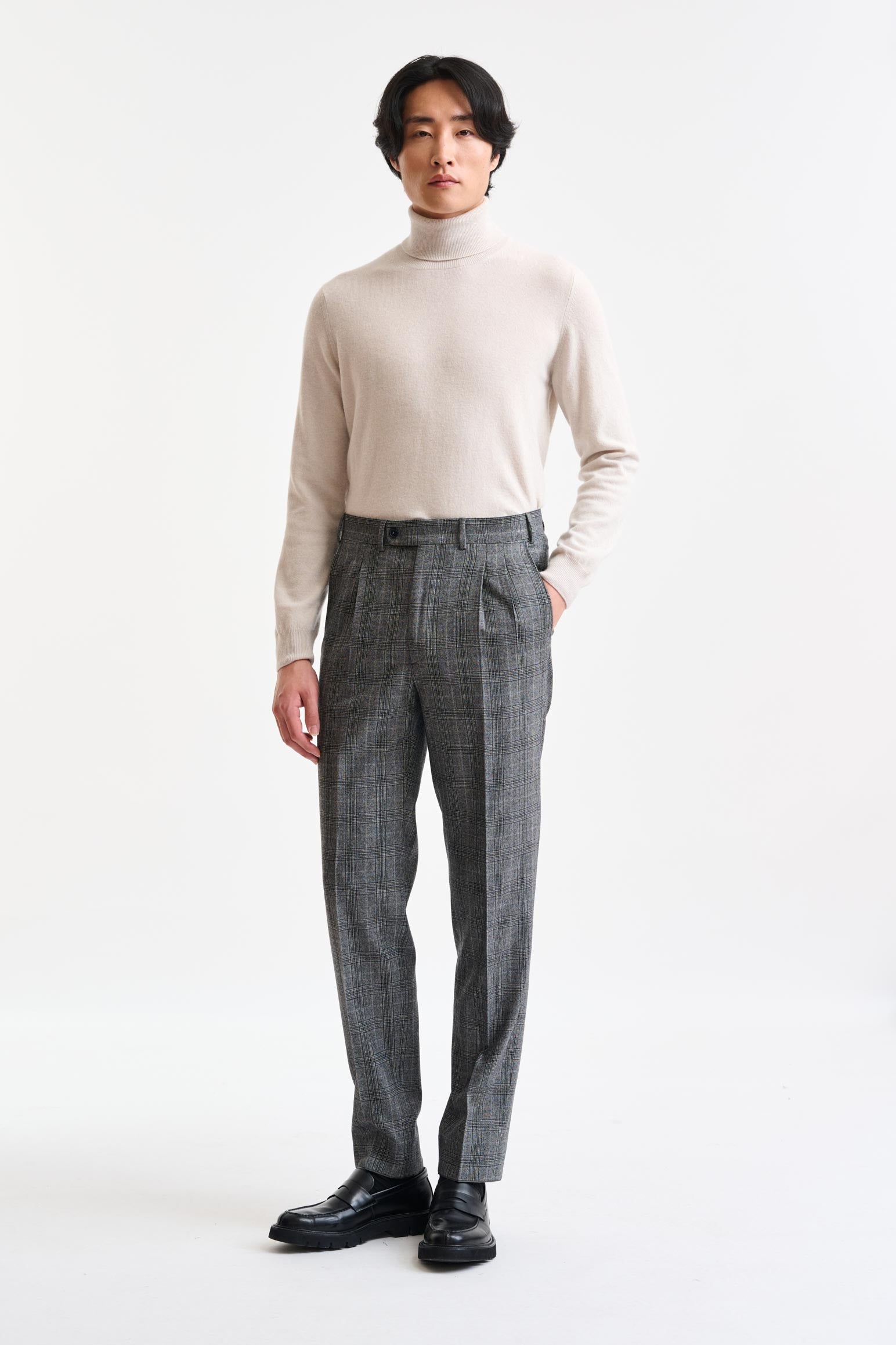 Grey Check Wool Farley Trousers Hybrid — detail 1