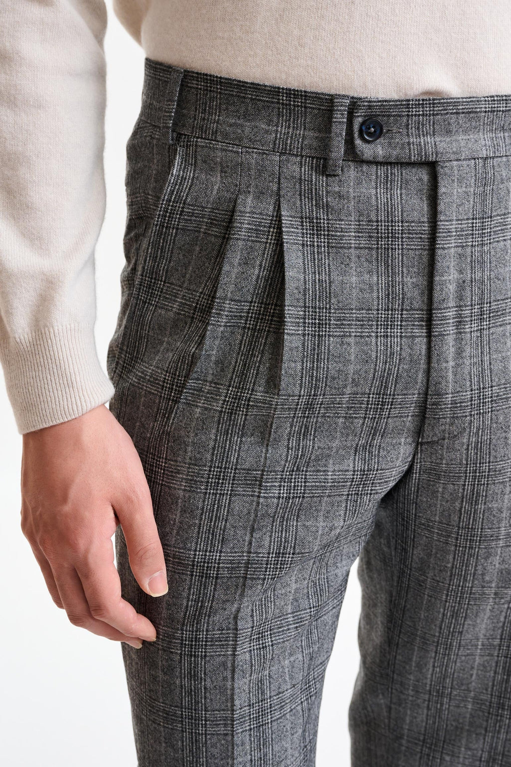 Grey Check Wool Farley Trousers Hybrid — detail 2