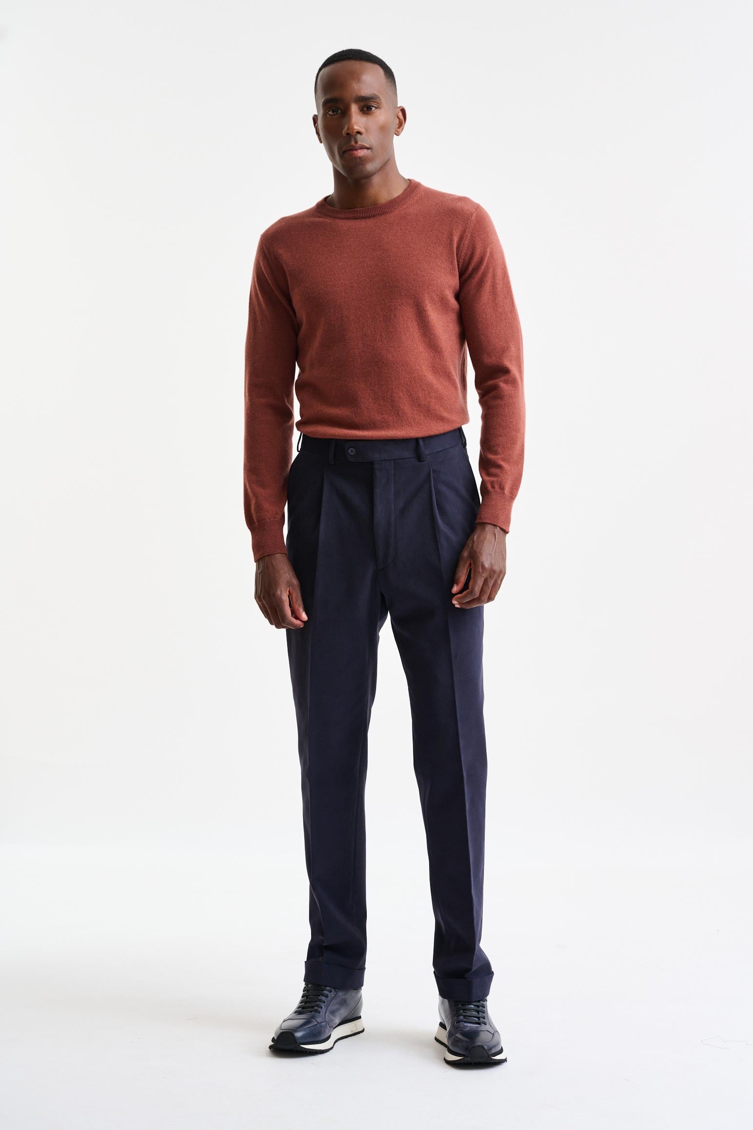Blue Cashmere and Cotton Farley Trousers — detail 1