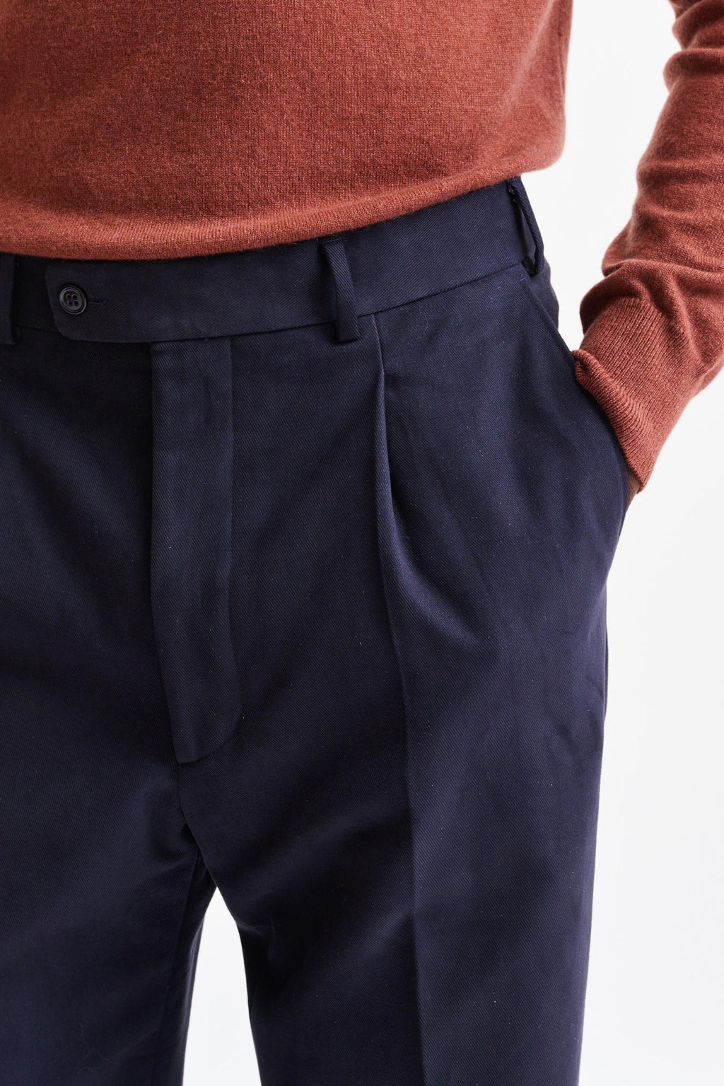Blue Cashmere and Cotton Farley Trousers — detail 2