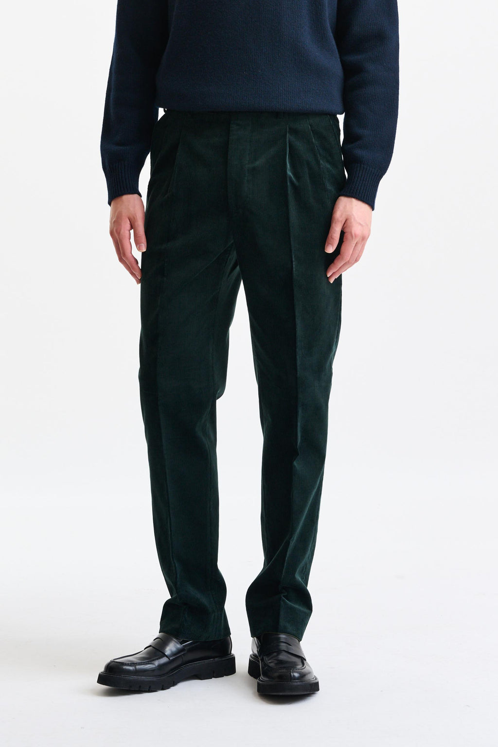 Green Cashmere and Cotton Farley Trousers Corduroy