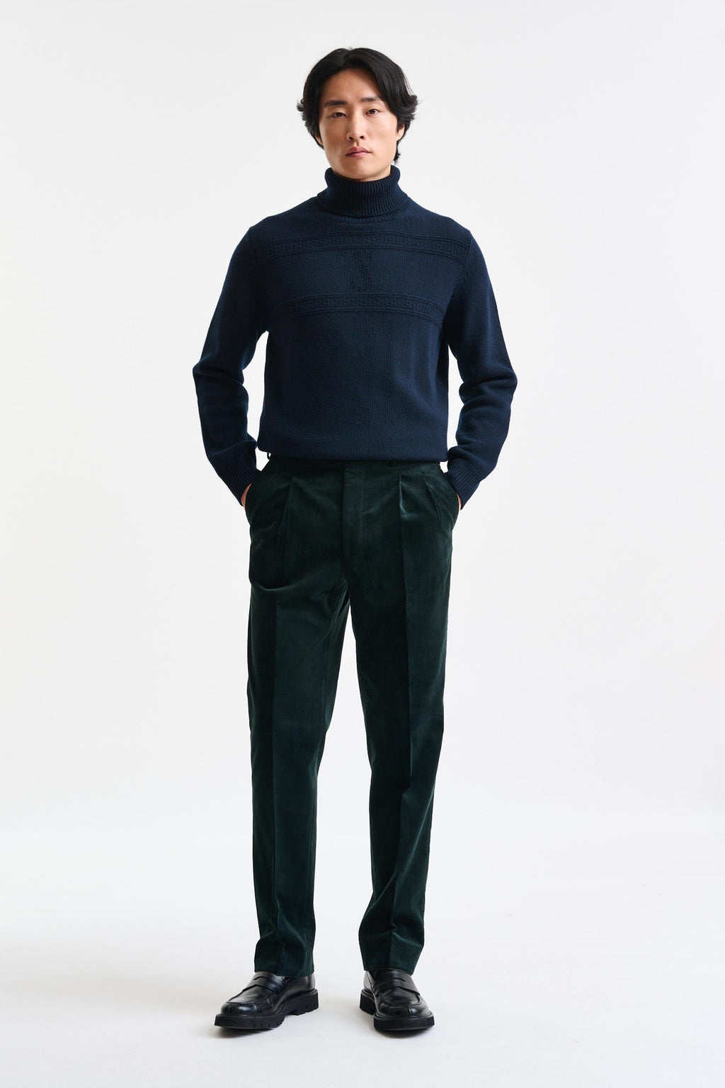 Green Cashmere and Cotton Farley Trousers Corduroy — detail 1