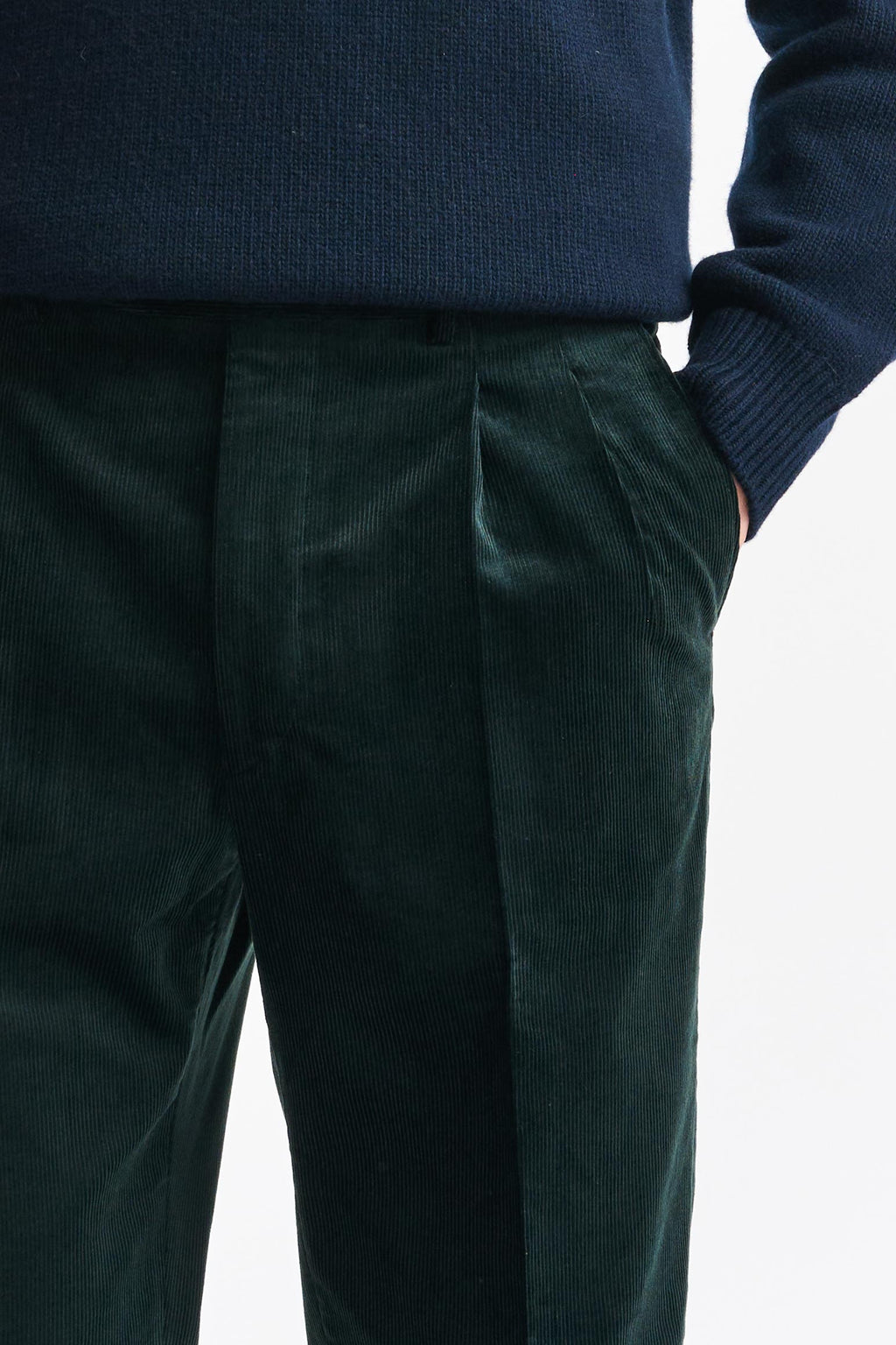 Green Cashmere and Cotton Farley Trousers Corduroy — detail 2