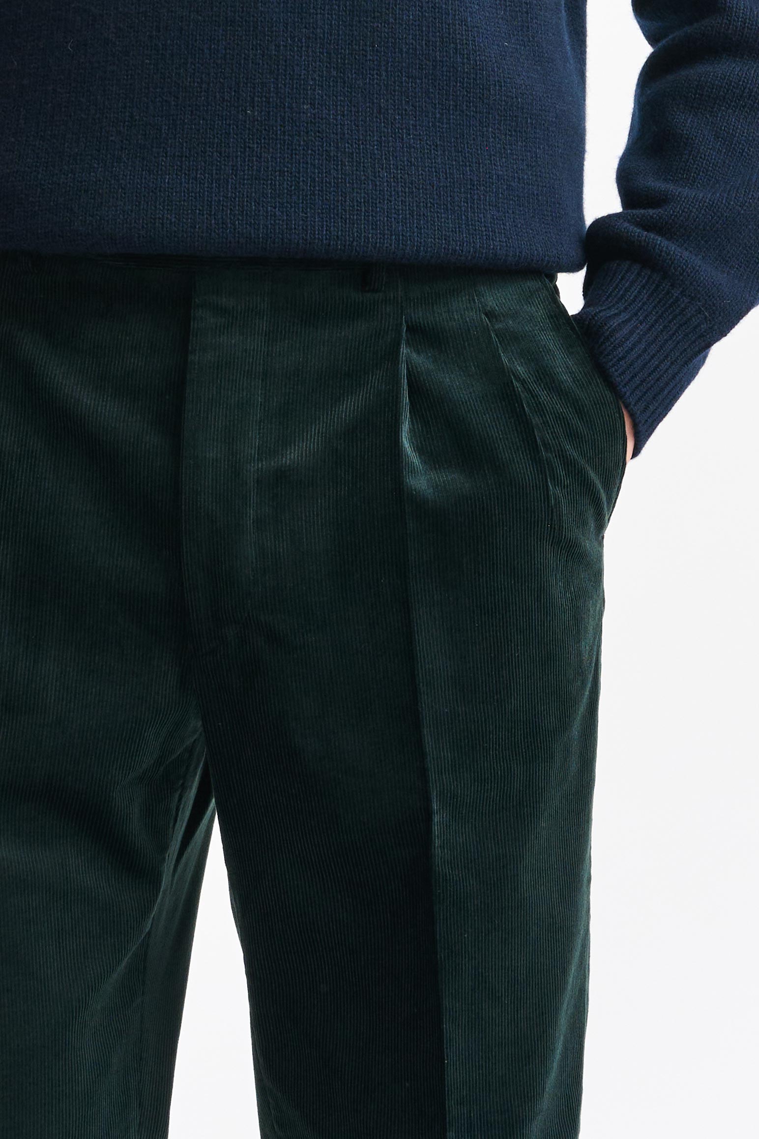 Green Cashmere and Cotton Farley Trousers Corduroy — detail 2