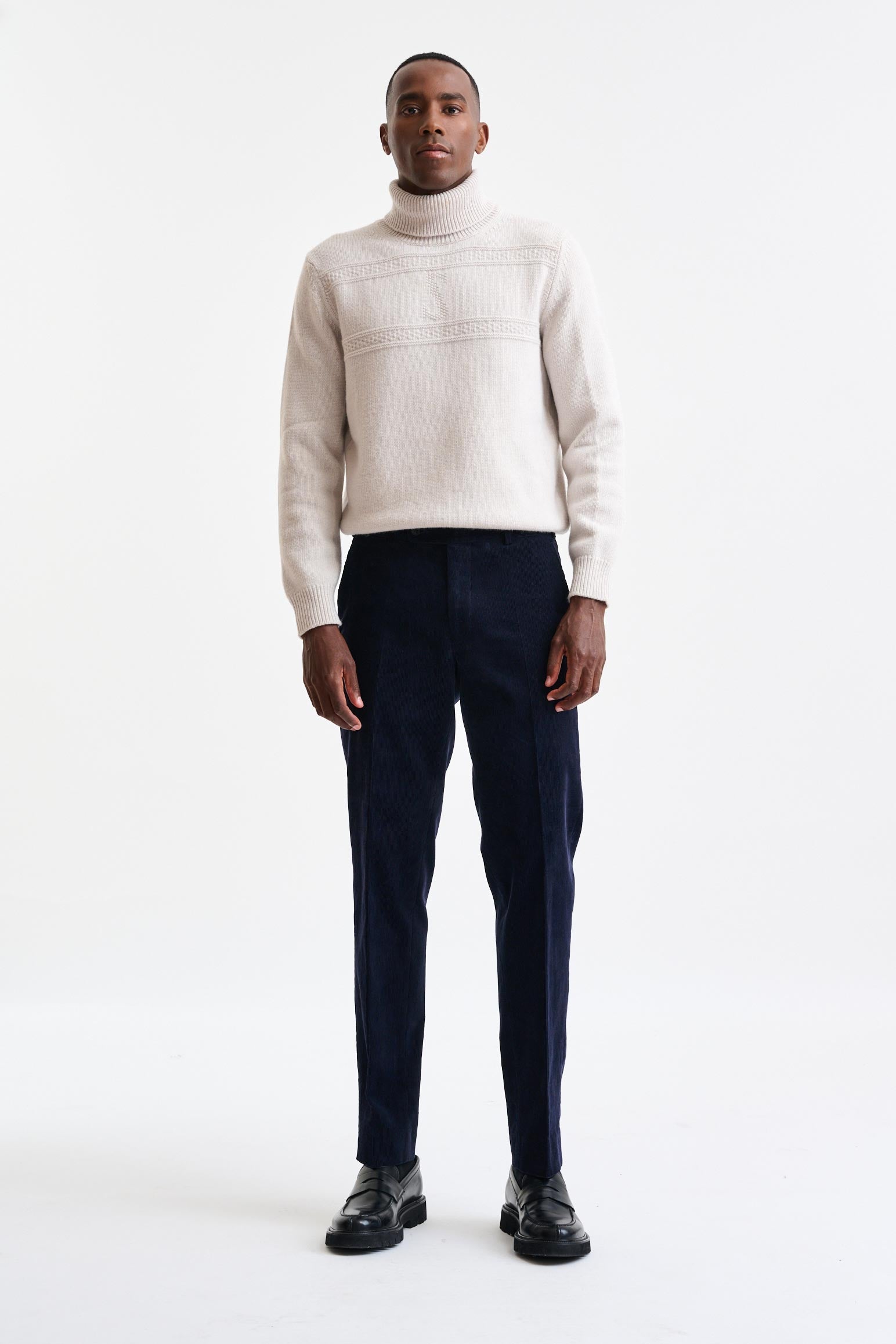 Blue 100% Cotton Farley Trousers Corduroy — detail 1