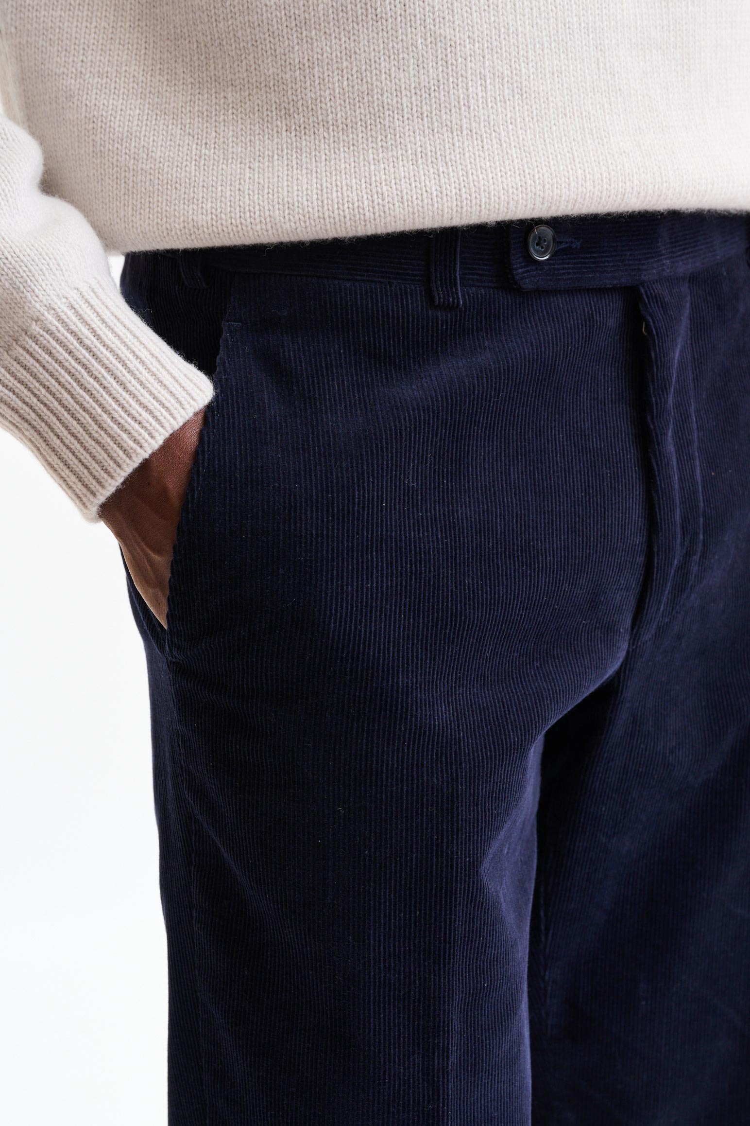Blue 100% Cotton Farley Trousers Corduroy — detail 2