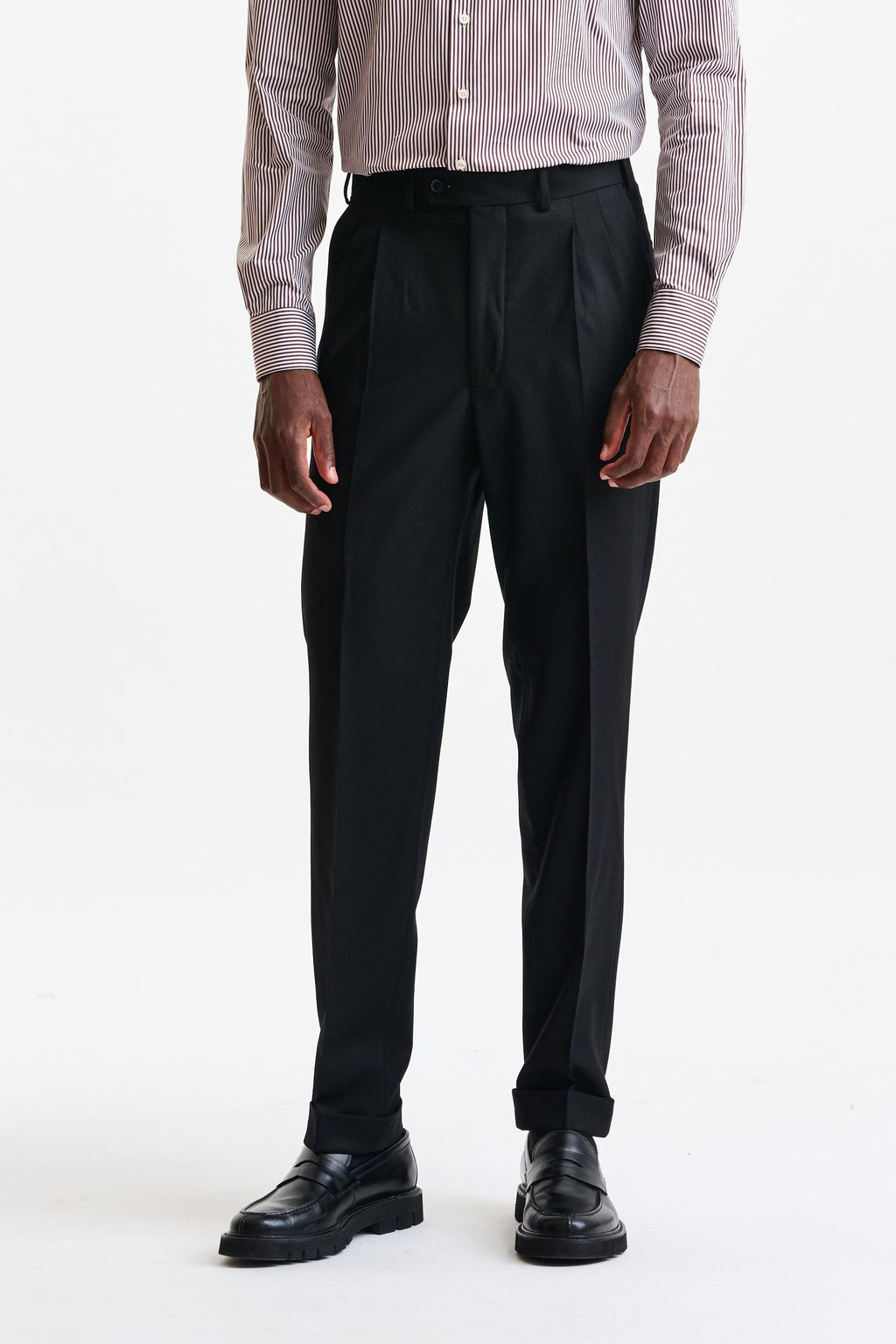 Black Wool Farley Trousers Flannel & Saxony