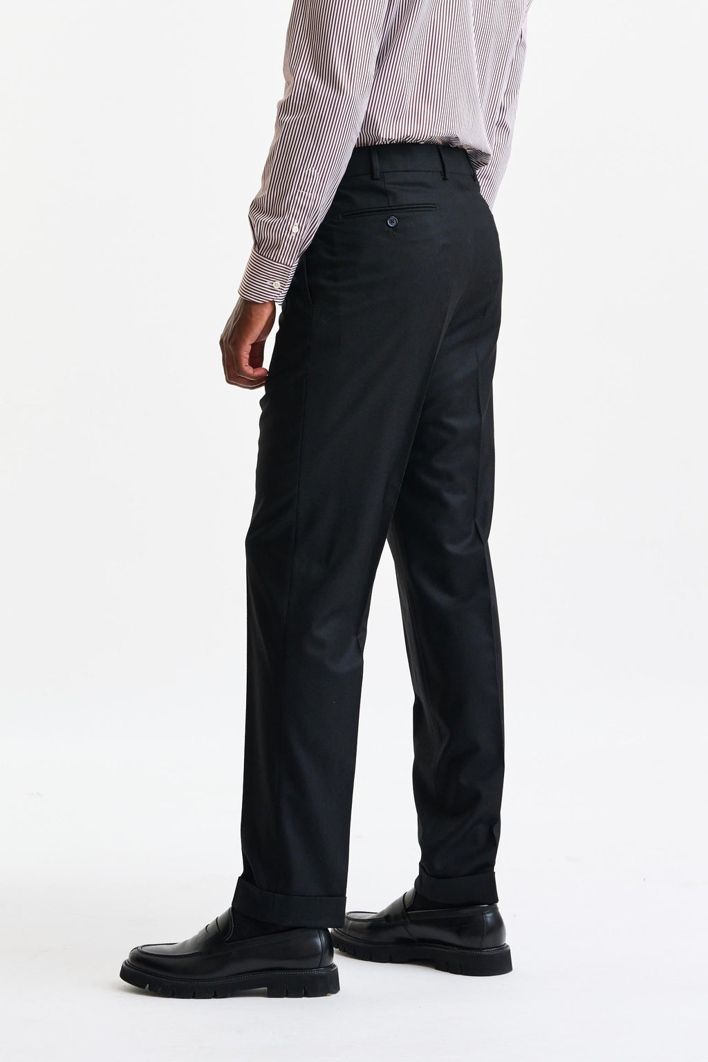 Black Wool Farley Trousers Flannel & Saxony — detail 3