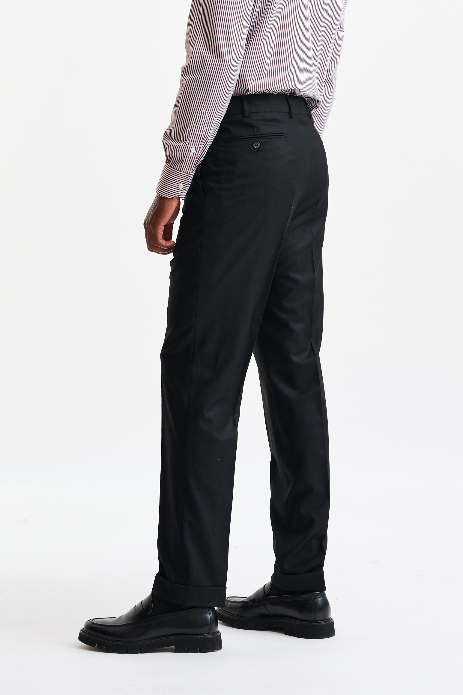 Black Wool Farley Trousers Flannel & Saxony — detail 3