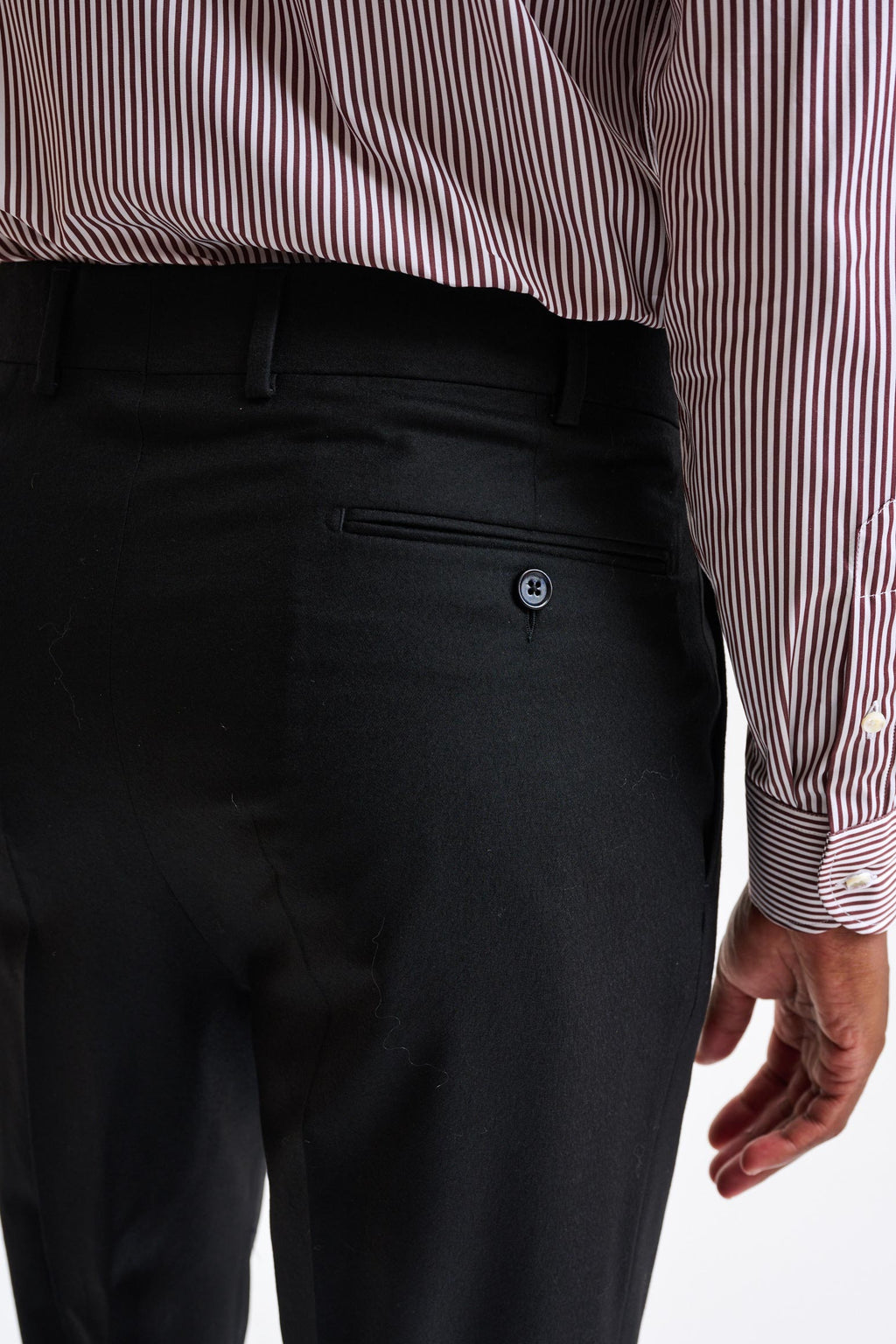 Black Wool Farley Trousers Flannel & Saxony — detail 2