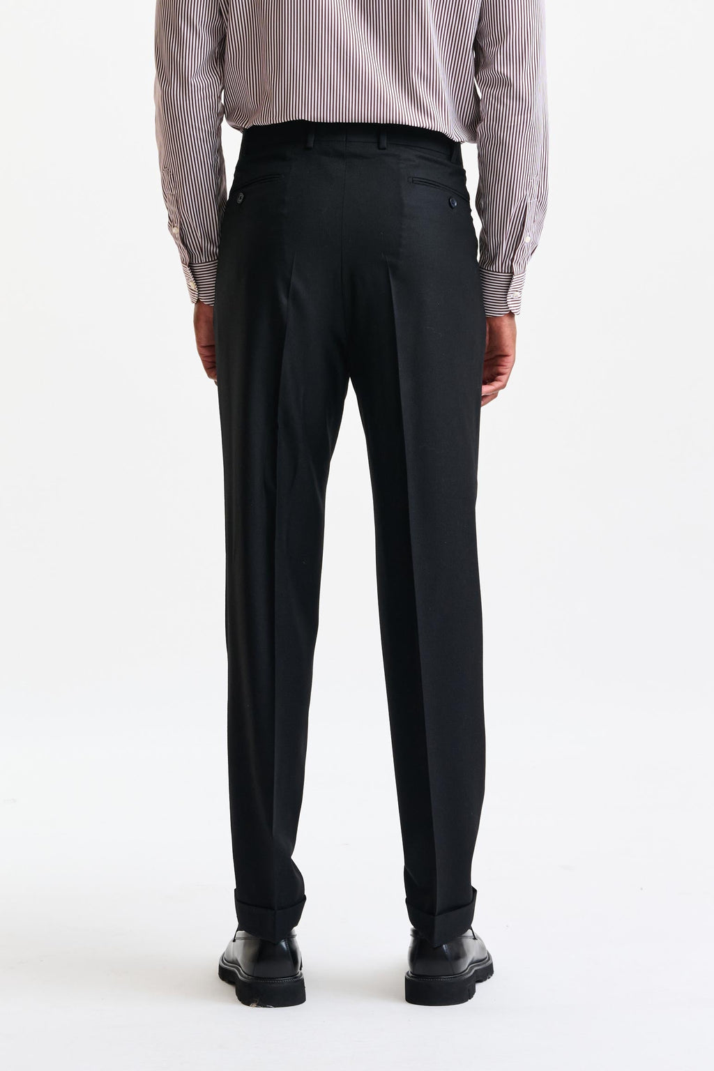 Black Wool Farley Trousers Flannel & Saxony — detail 1