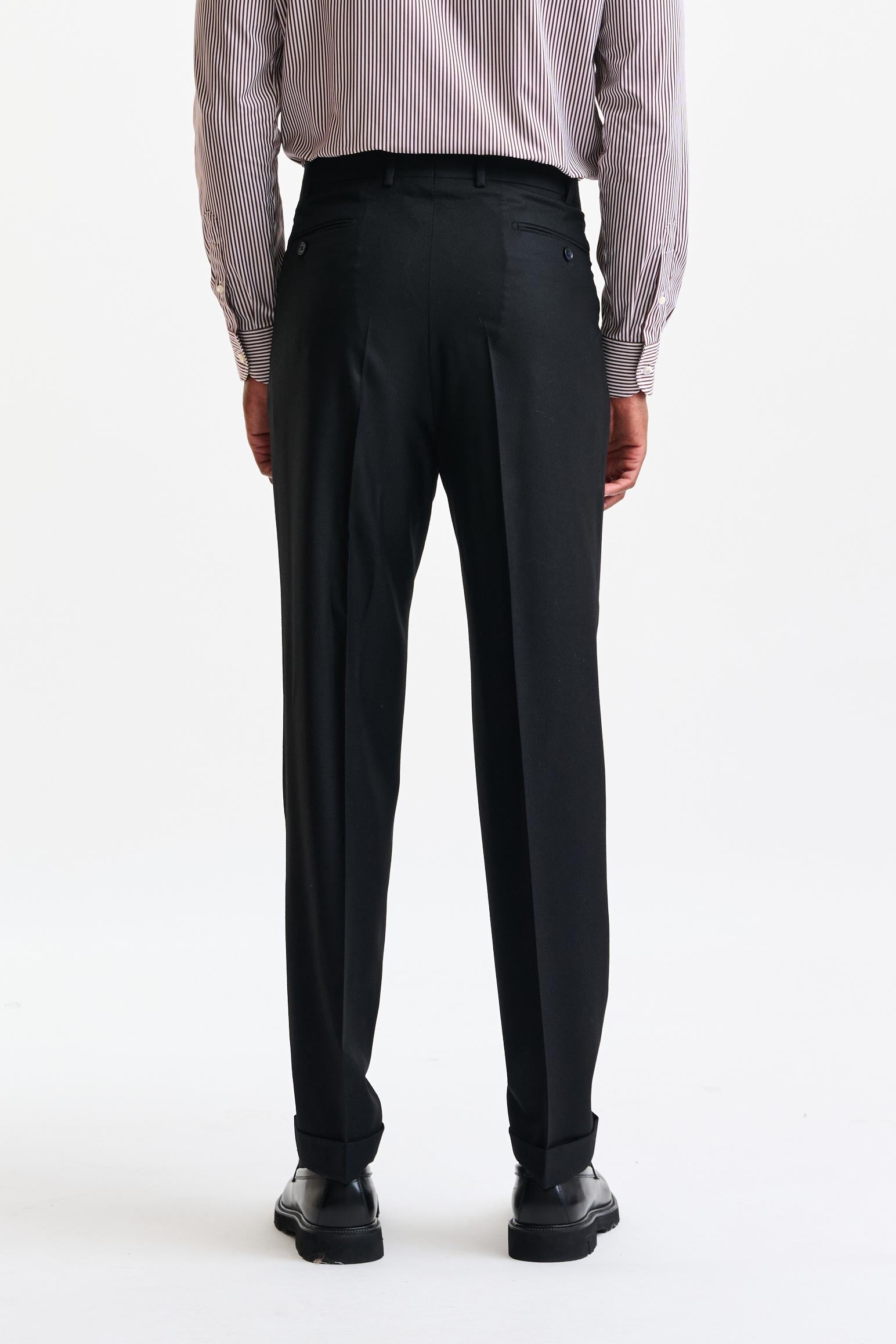Black Wool Farley Trousers Flannel & Saxony — detail 1