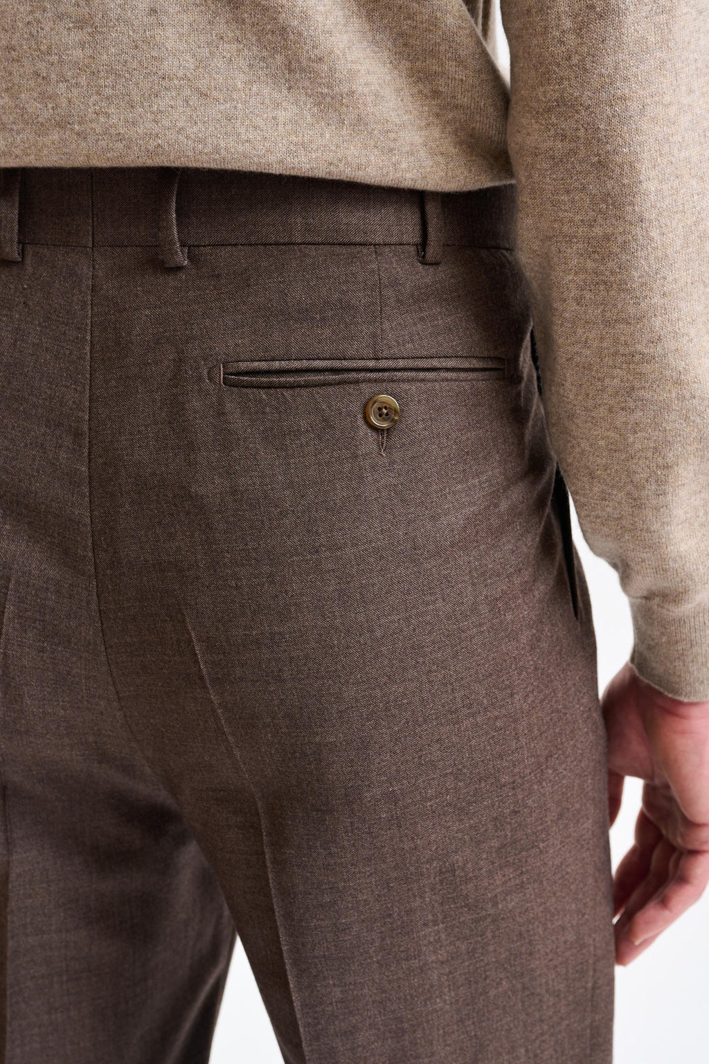 Brown Super 130´s Wool Farley Trousers Hybrid — detail 3