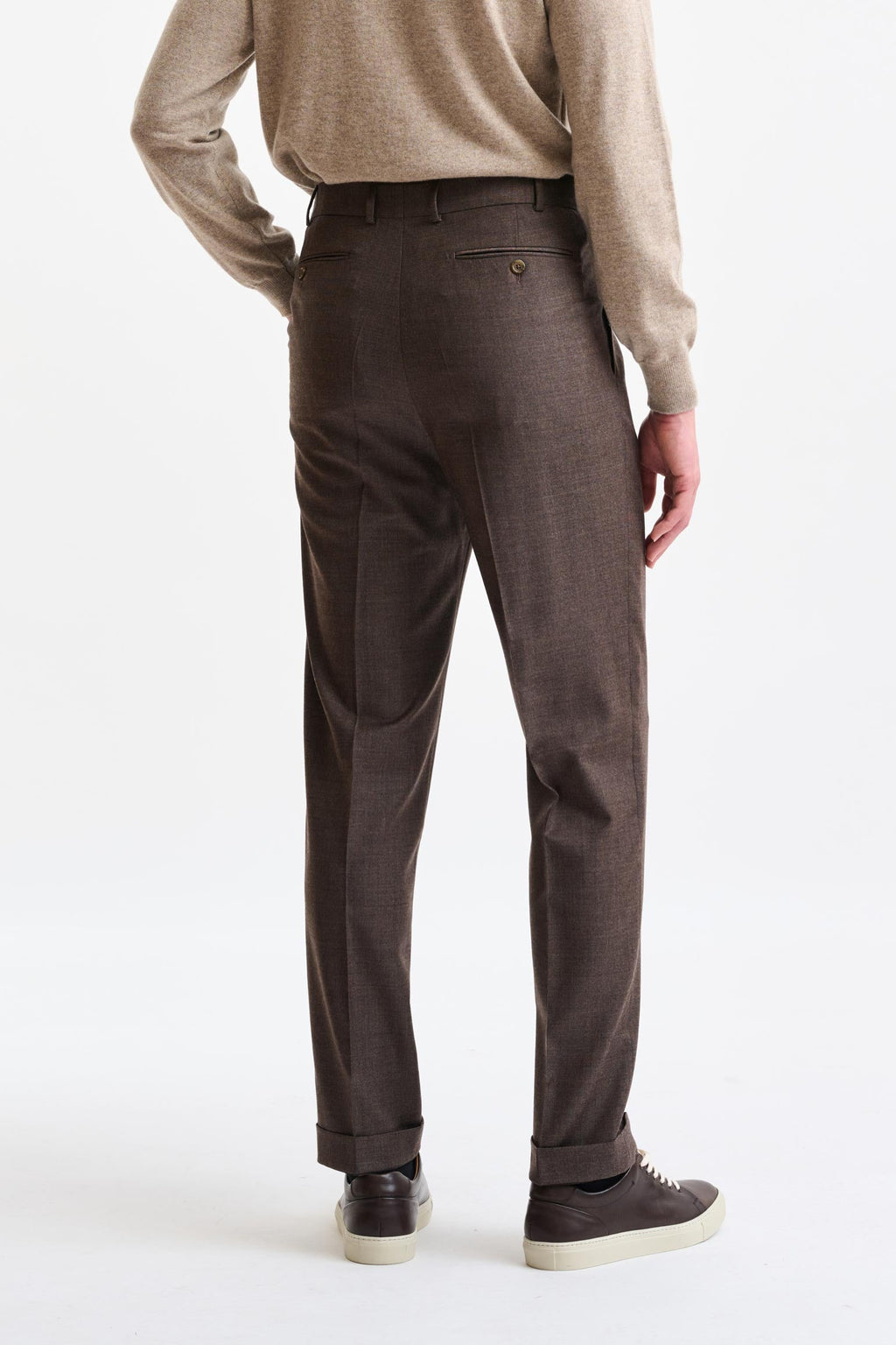 Brown Super 130´s Wool Farley Trousers Hybrid — detail 4