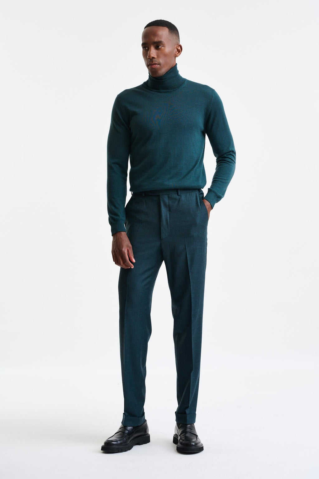 Green Super 130´s Wool Farley Trousers — detail 1