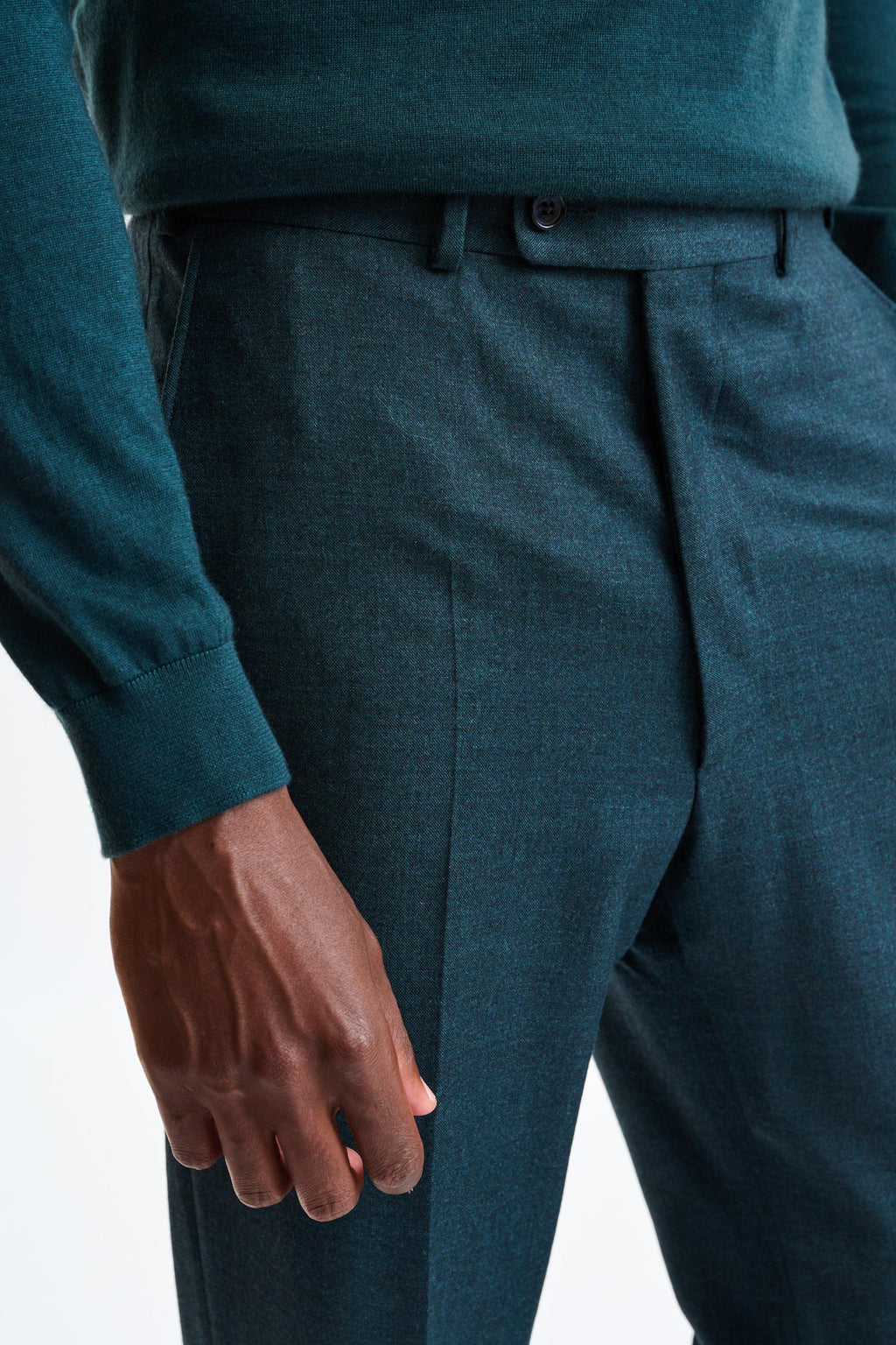 Green Super 130´s Wool Farley Trousers — detail 2