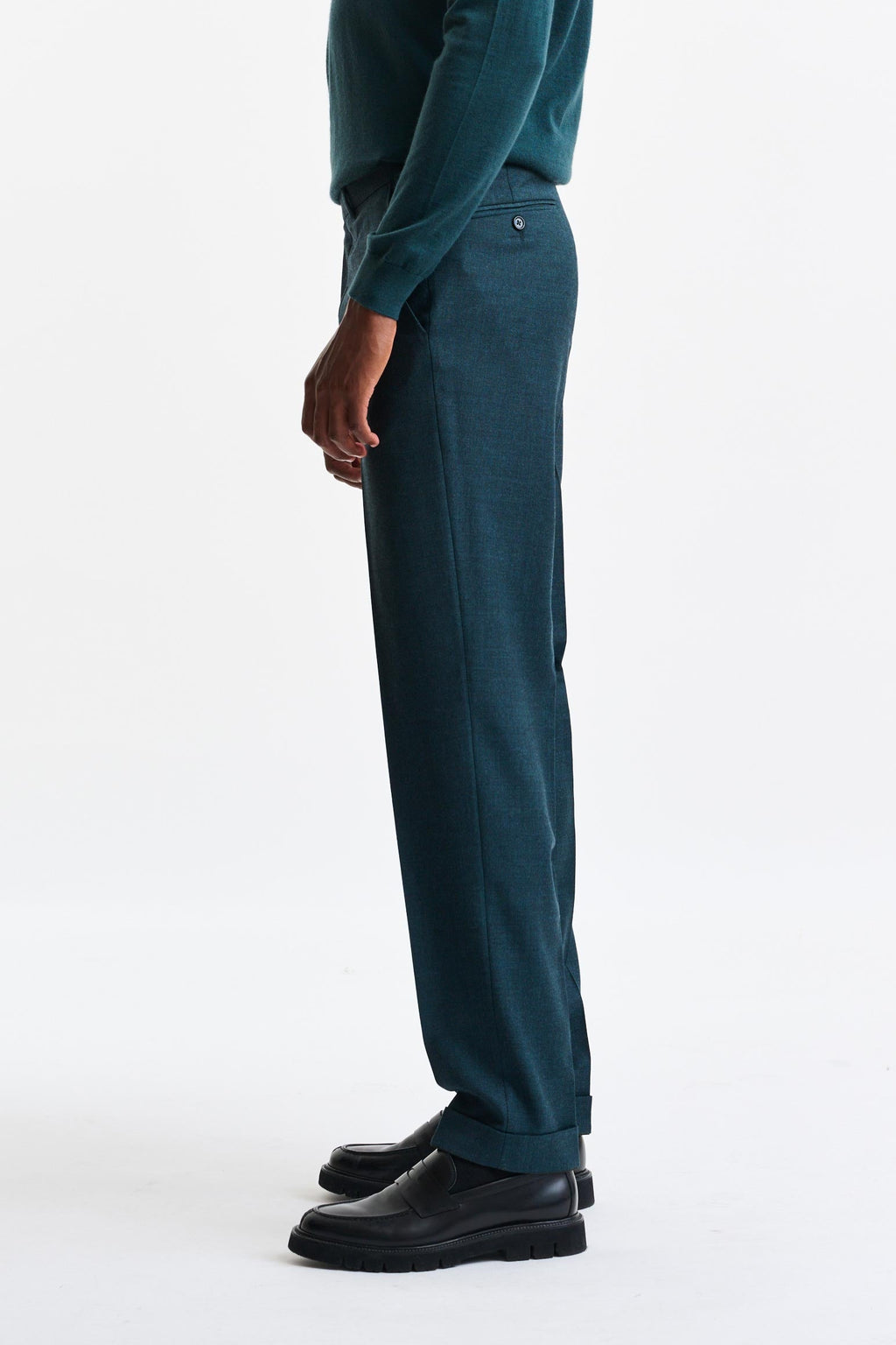 Green Super 130´s Wool Farley Trousers — detail 4
