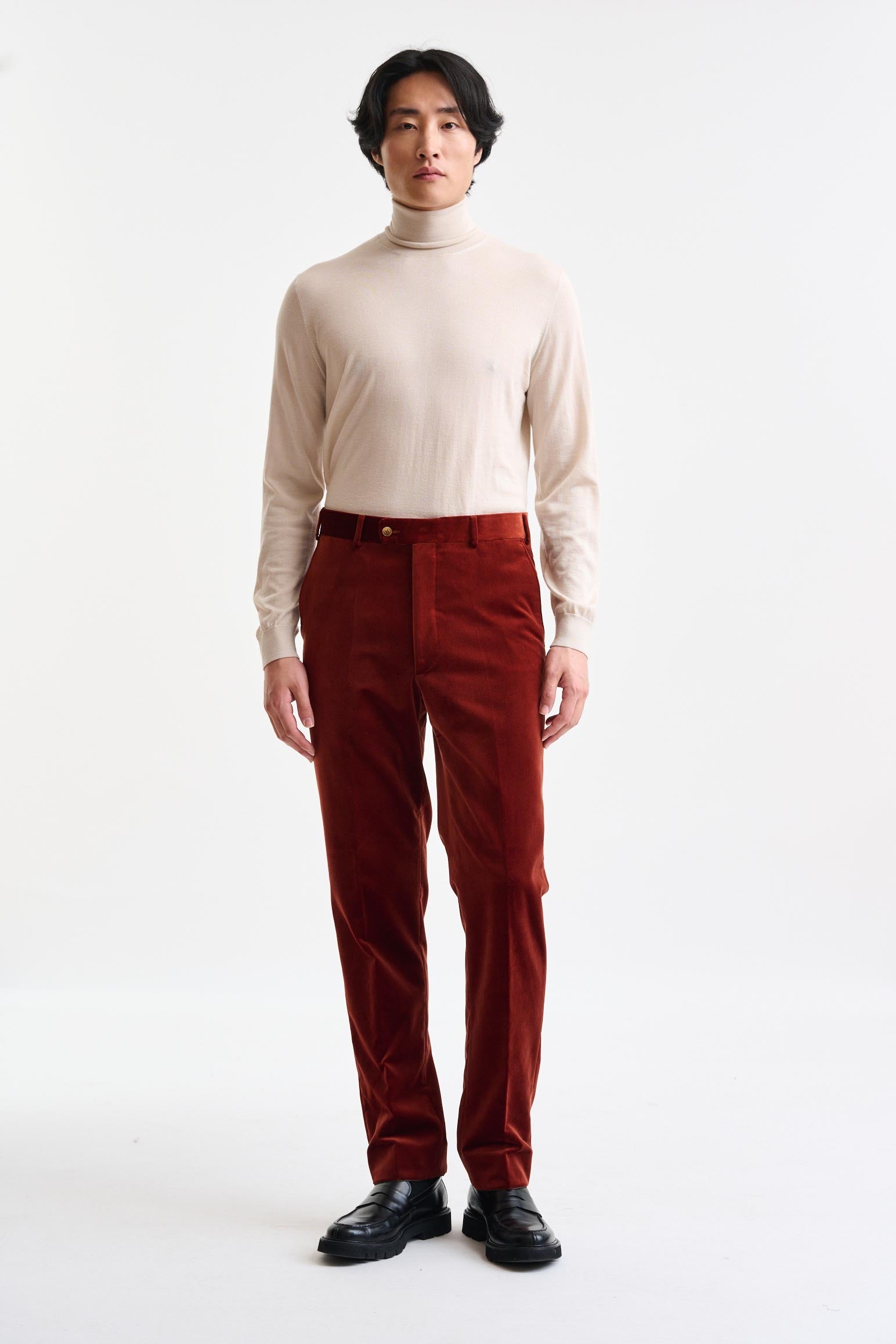 Rust Brown Farley Trousers Fine Velvet — detail 1