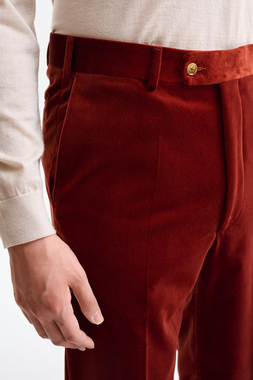 Rust Brown Farley Trousers Fine Velvet — detail 2