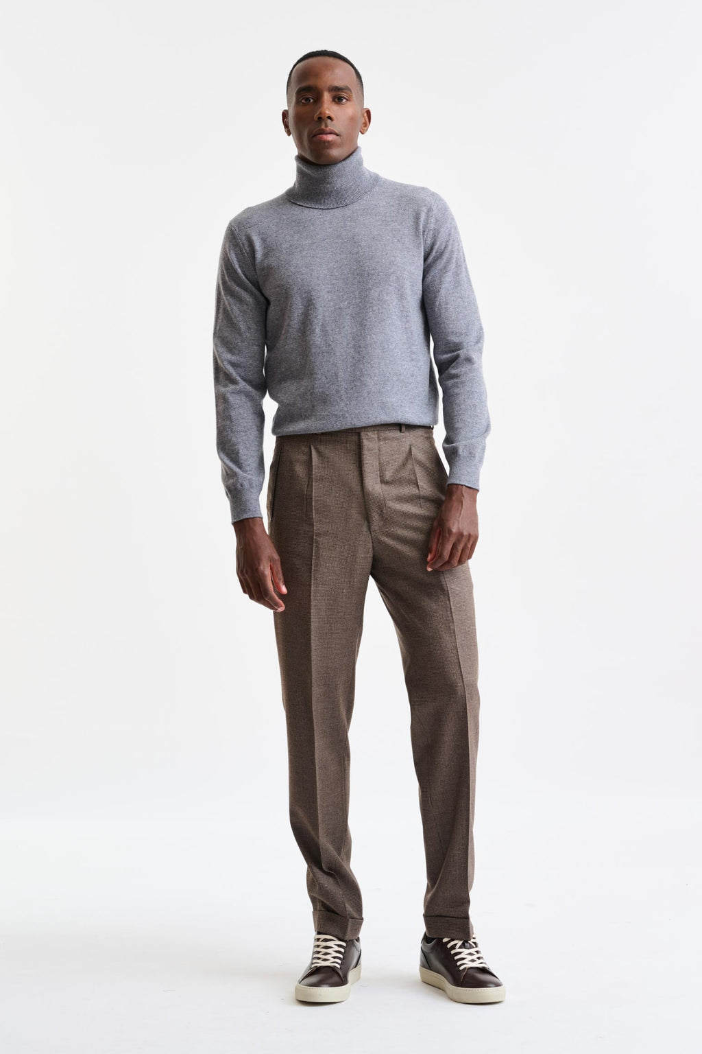 Check Brown 100% Wool Farley Trousers Freestyle — detail 1